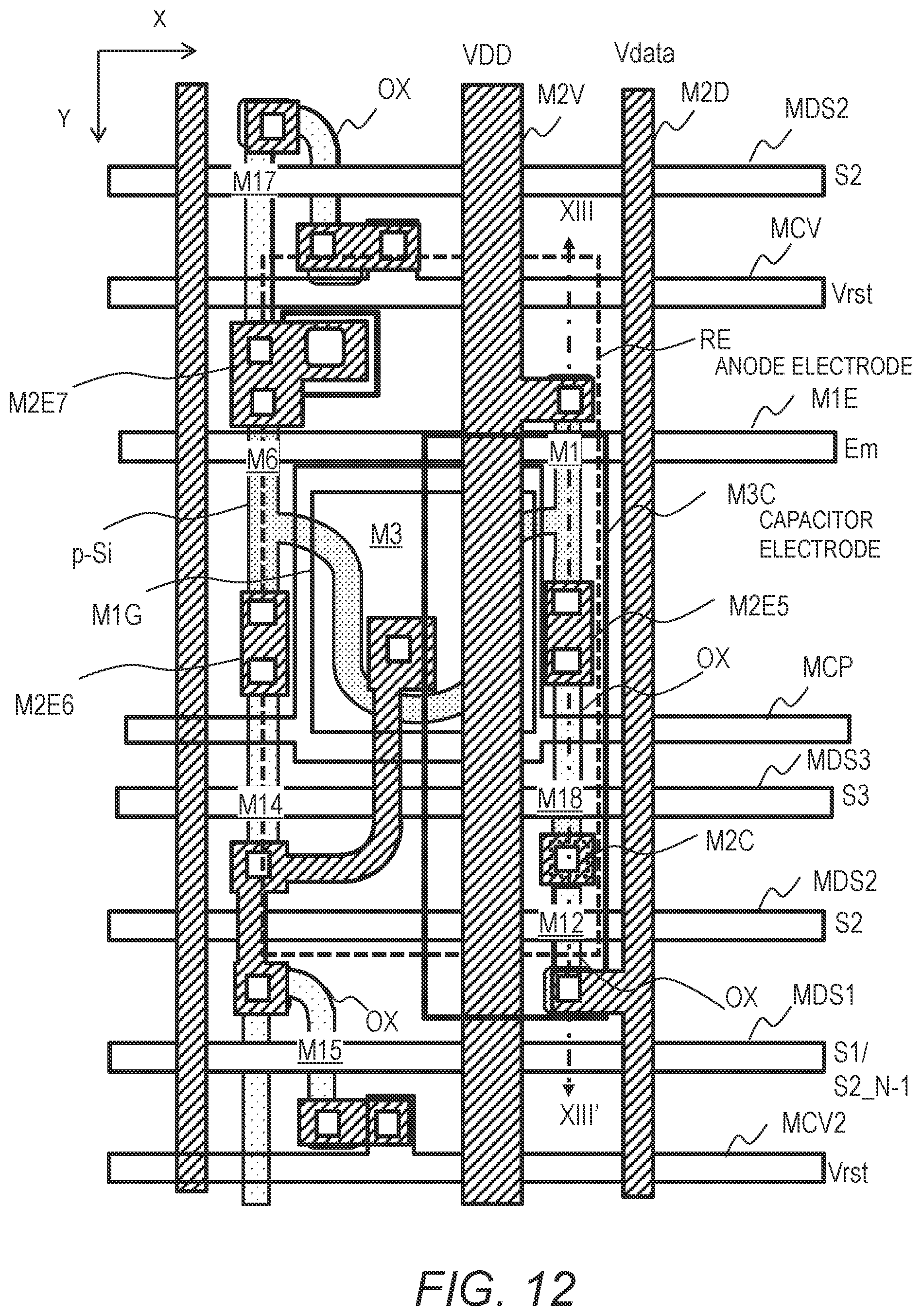 Patent US12322332 Figure 12 – Pixel circuit configured to control light-emitting element