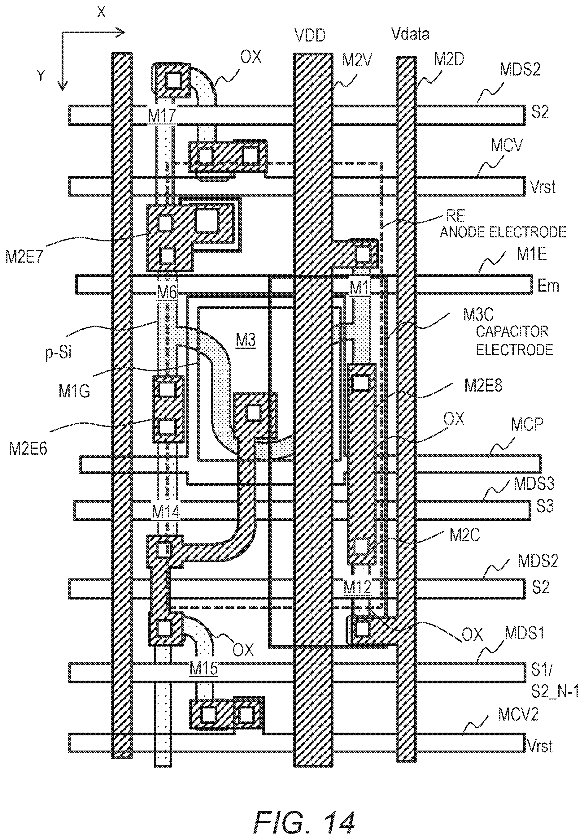 Patent US12322332 Figure 14 – Pixel circuit configured to control light-emitting element