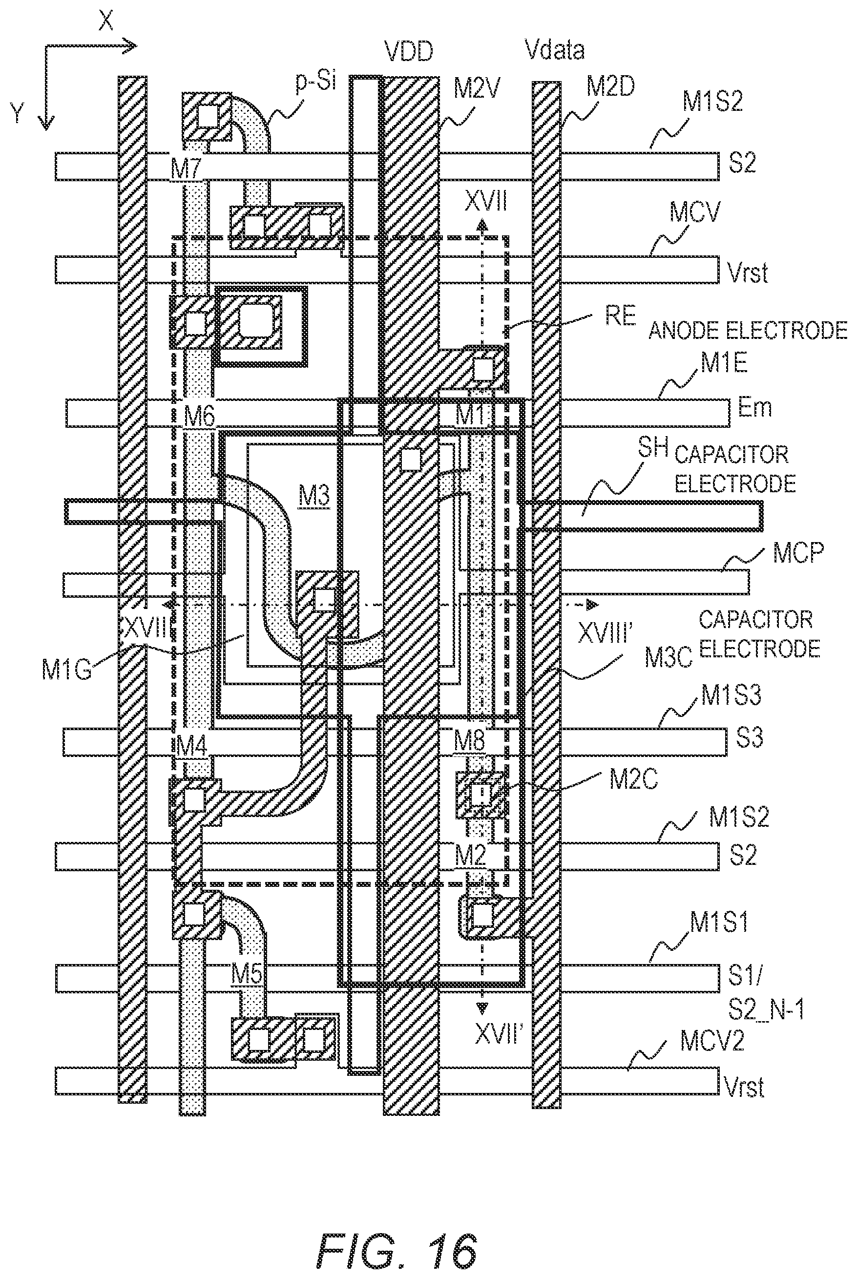 Patent US12322332 Figure 16 – Pixel circuit configured to control light-emitting element