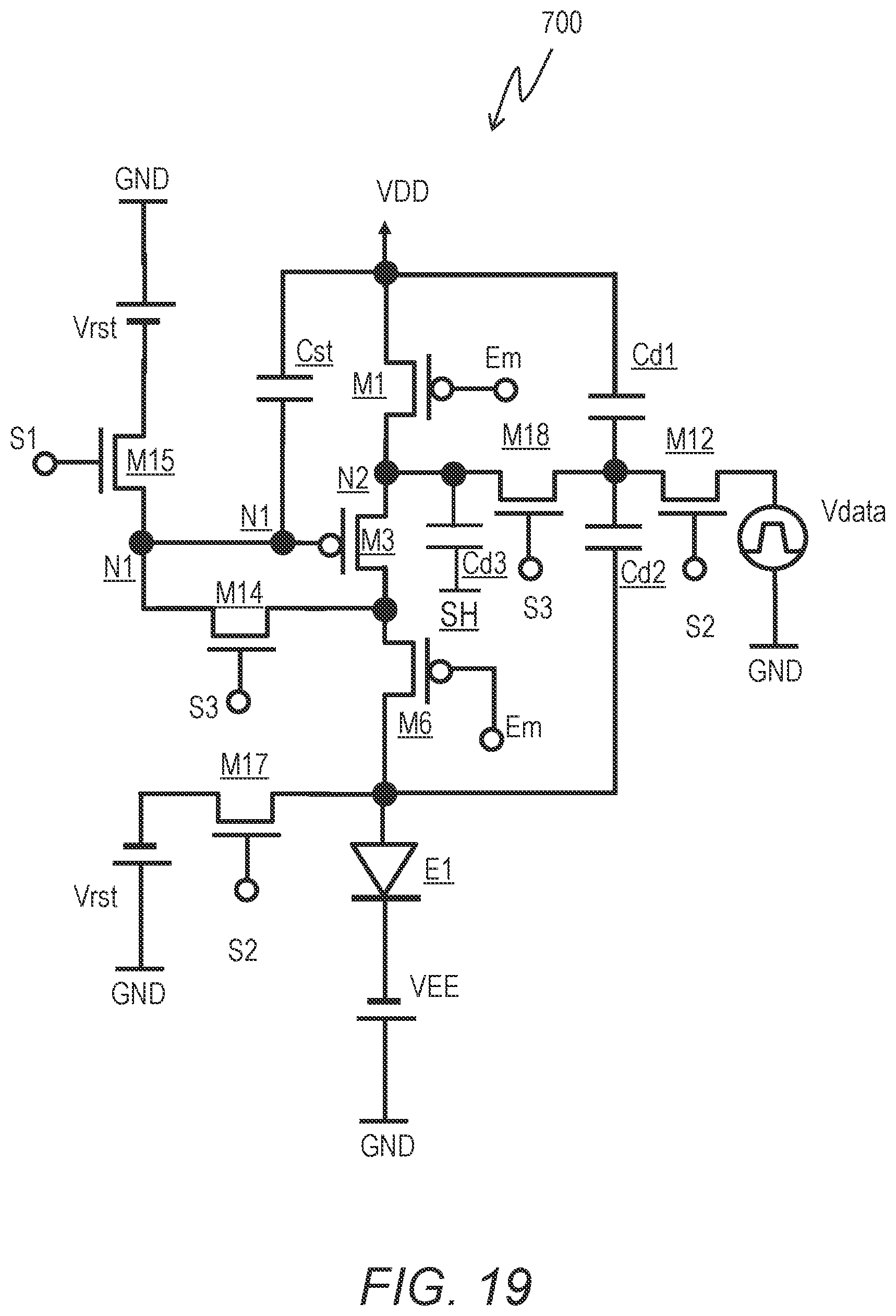Patent US12322332 Figure 19 – Pixel circuit configured to control light-emitting element