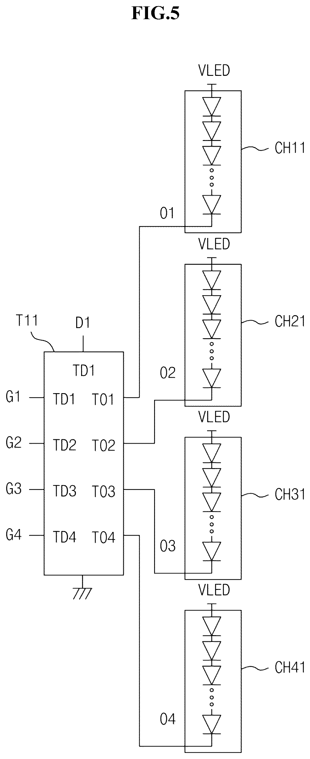 Patent US12322350 Figure 5 – Backlight device for display and current control integrated circuit thereof