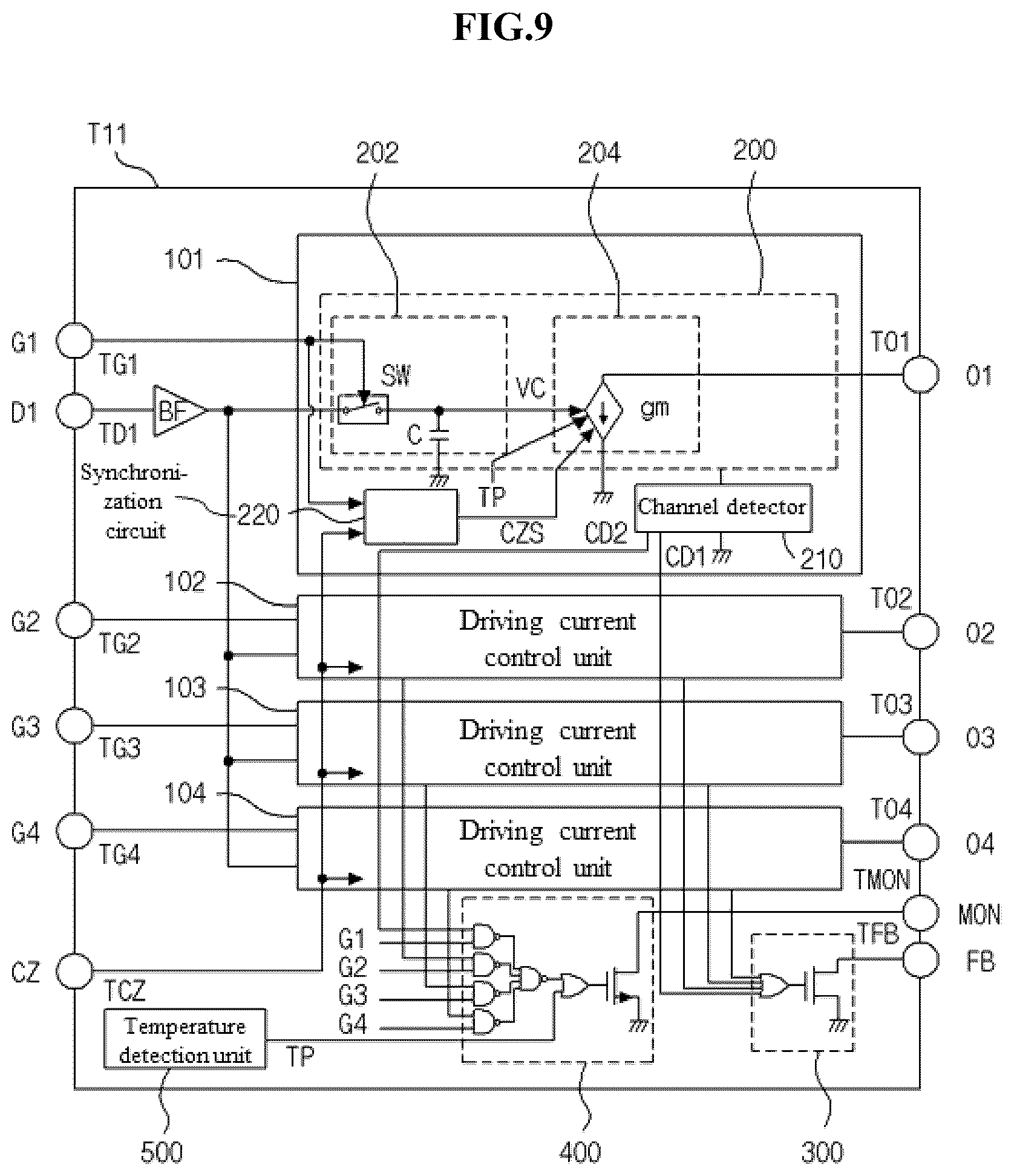 Patent US12322350 Figure 8 – Backlight device for display and current control integrated circuit thereof