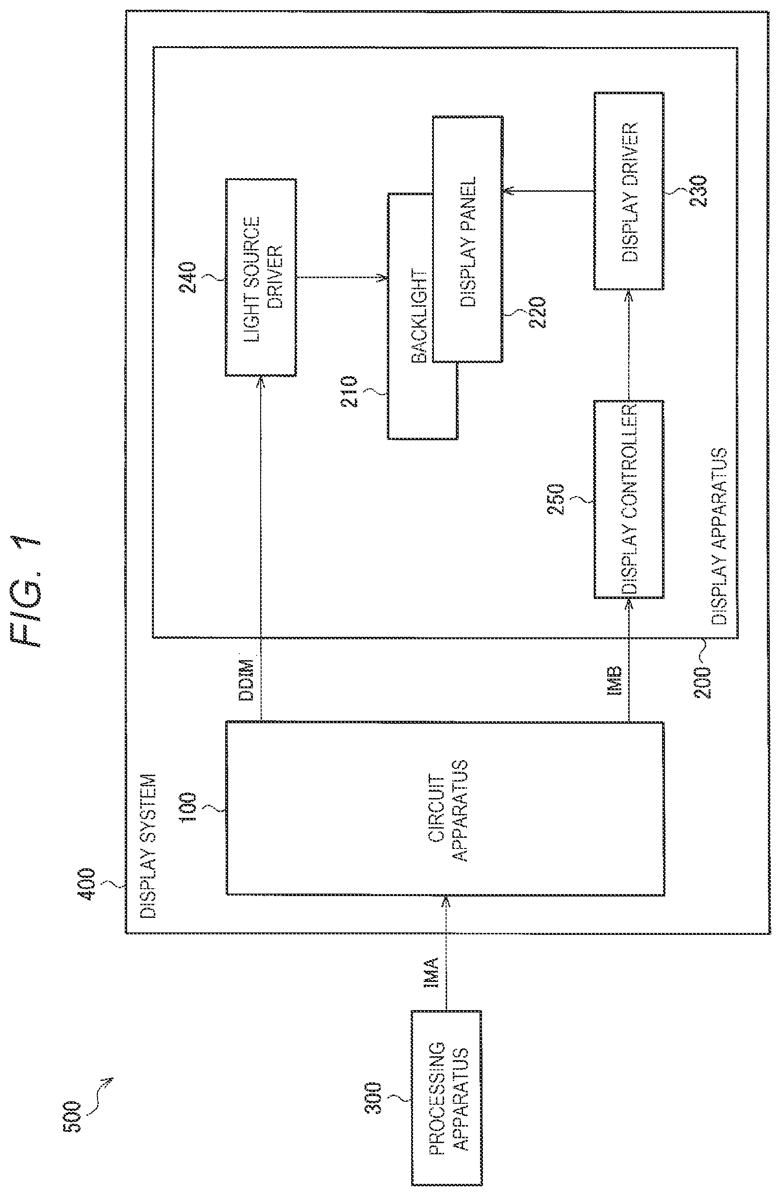 Patent US12322352 Figure 1 – Display system and circuit for performing color correction on image data based on attenuation factor distribution of light with respect to distance