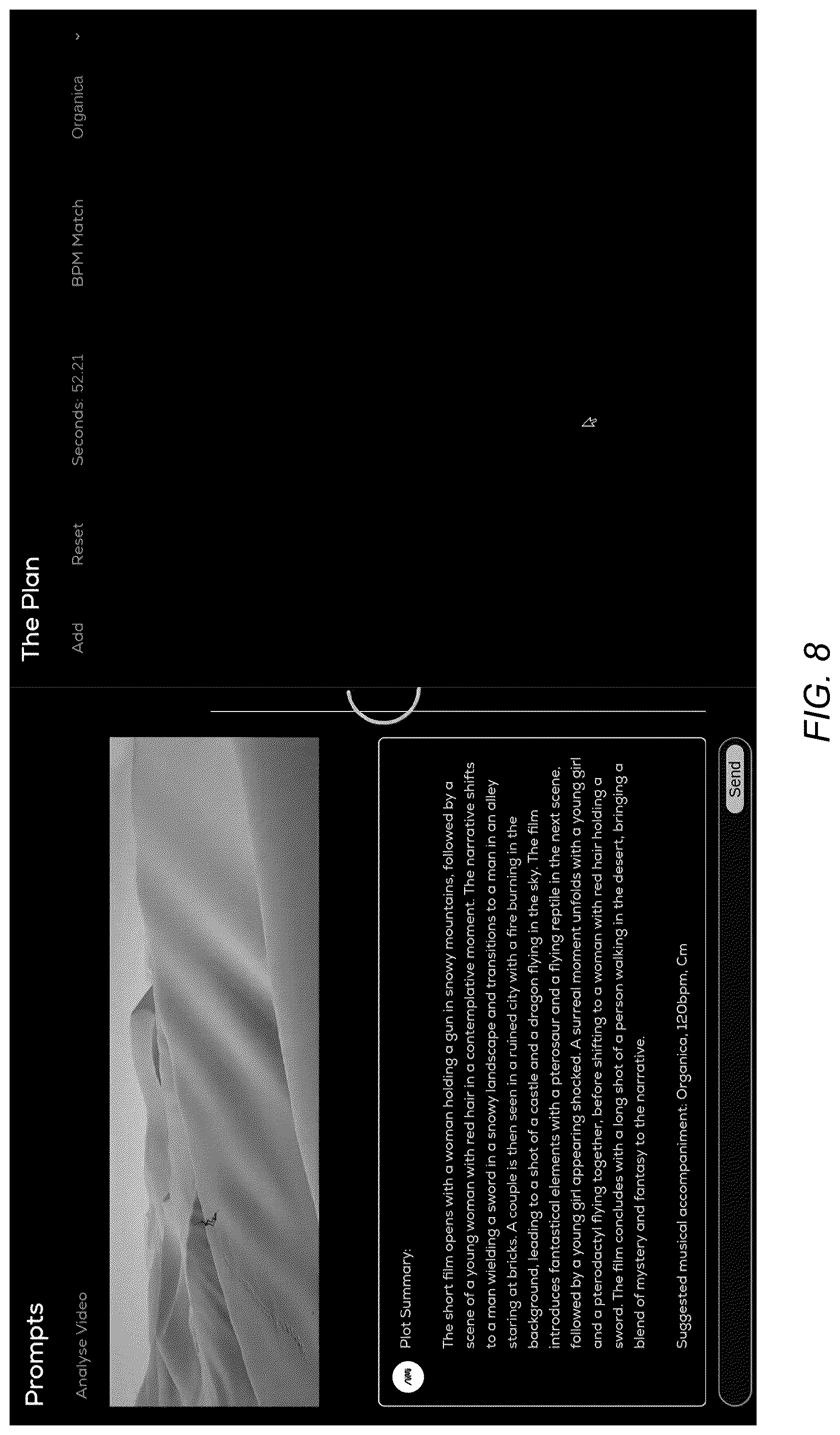 Patent US12322363 Figure 8 – Techniques for generating musical plan based on both explicit user parameter adjustments and automated parameter adjustments based on conversational interface
