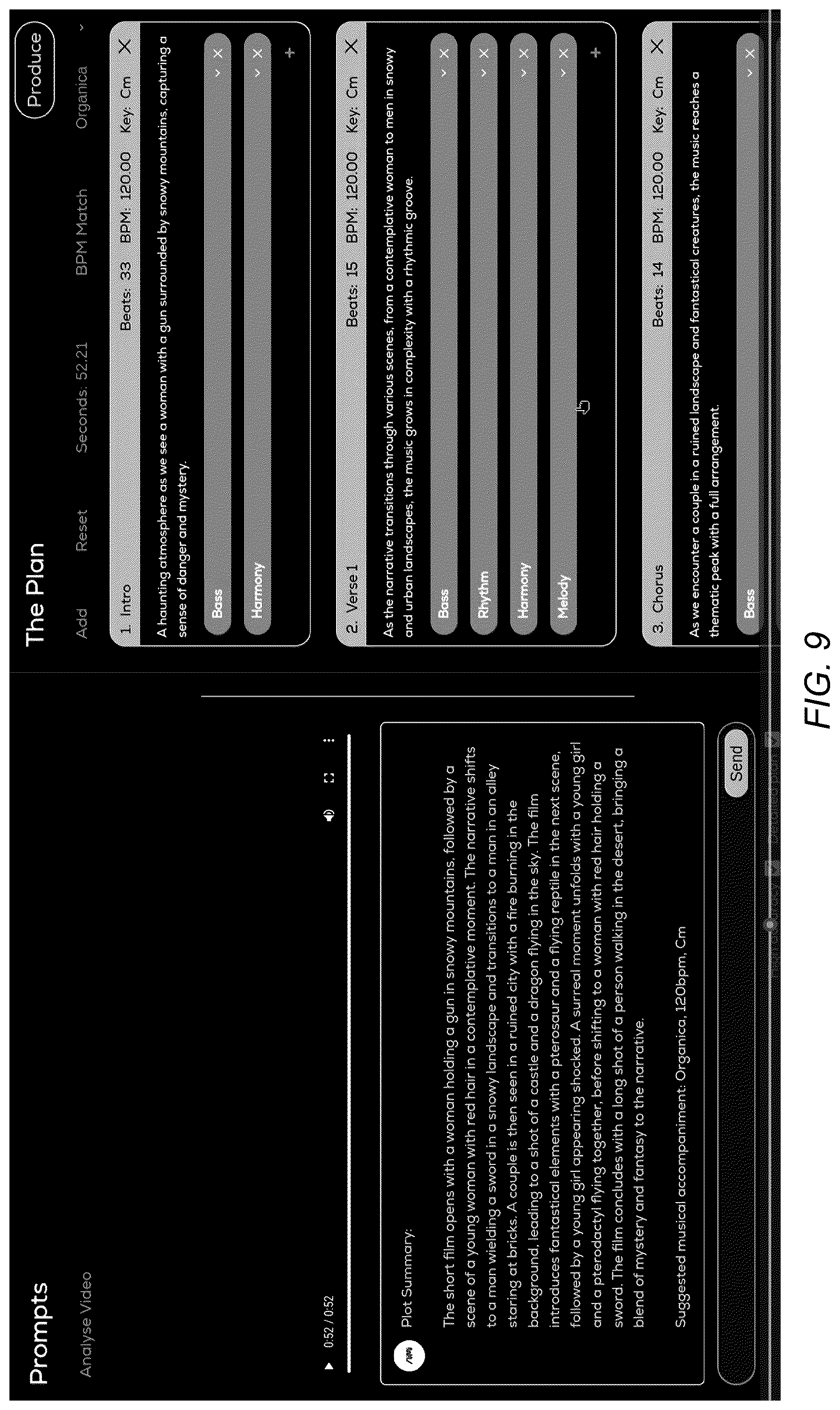 Patent US12322363 Figure 9 – Techniques for generating musical plan based on both explicit user parameter adjustments and automated parameter adjustments based on conversational interface