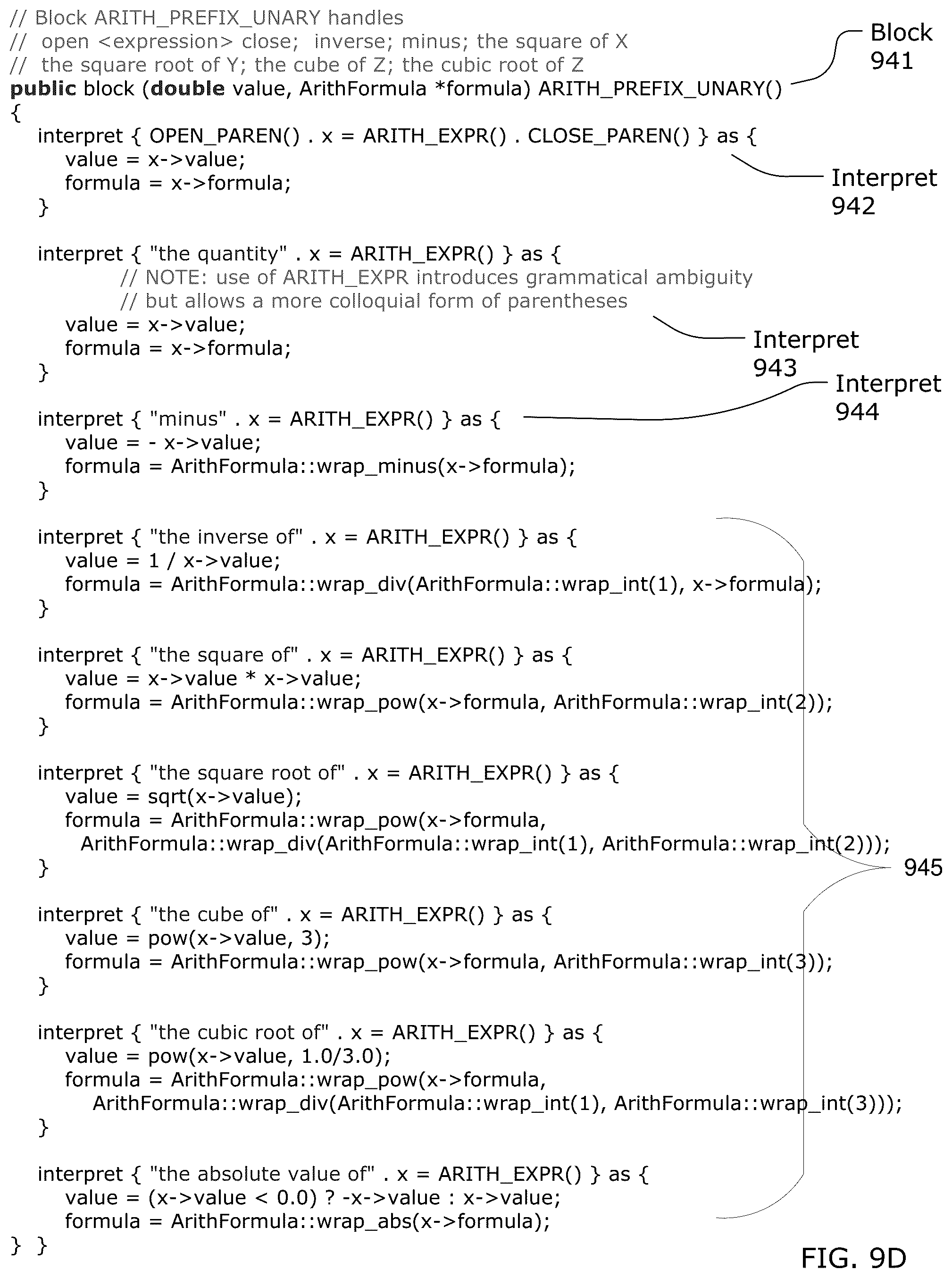 Patent US12322381 Figure 10 – Building a natural language understanding application using a received electronic record containing programming code including an interpret-block, an interpret-statement, a pattern expression and an action statement