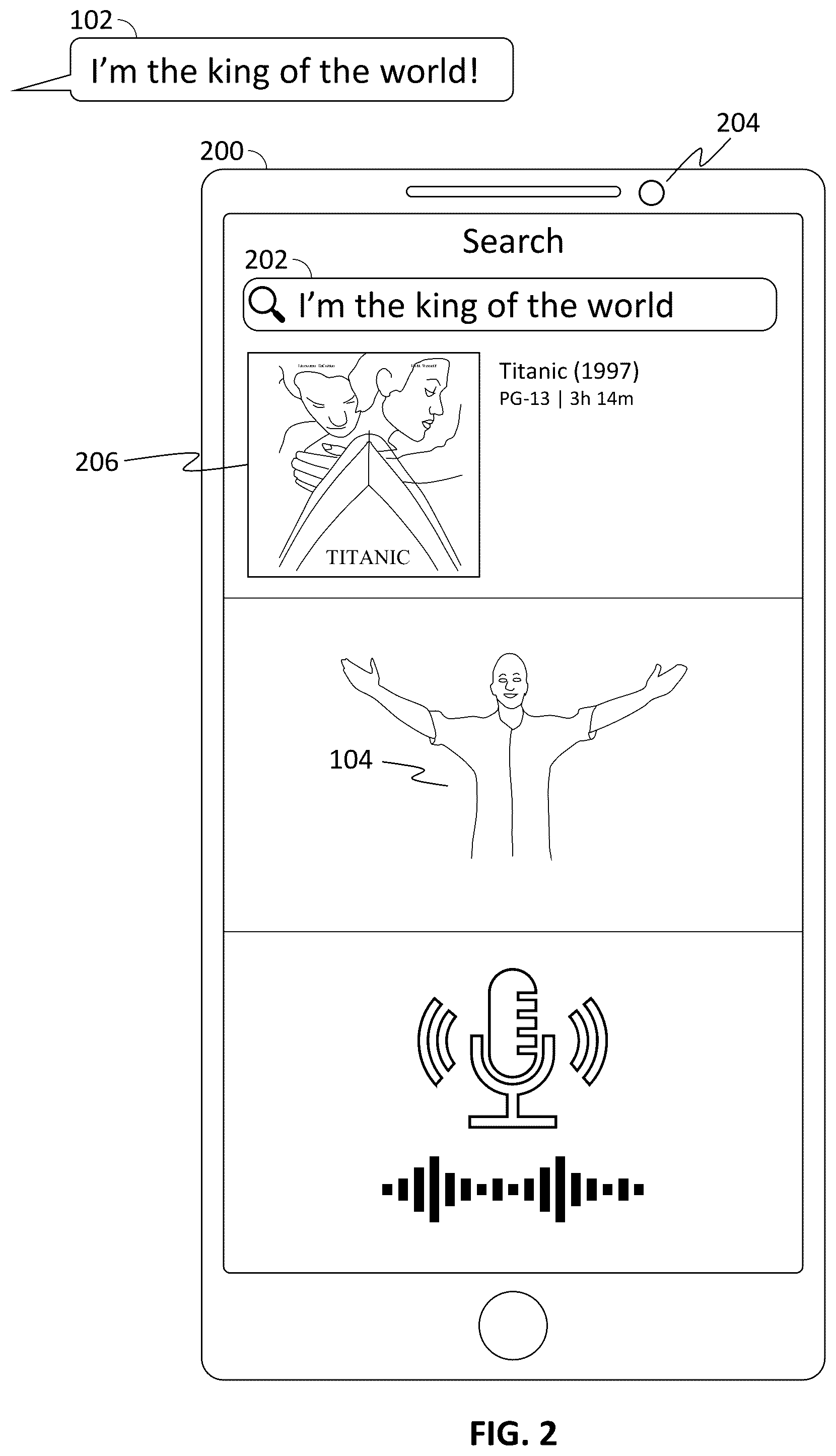 Patent US12322385 Figure 2 – Systems and methods for disambiguating a voice search query based on gestures