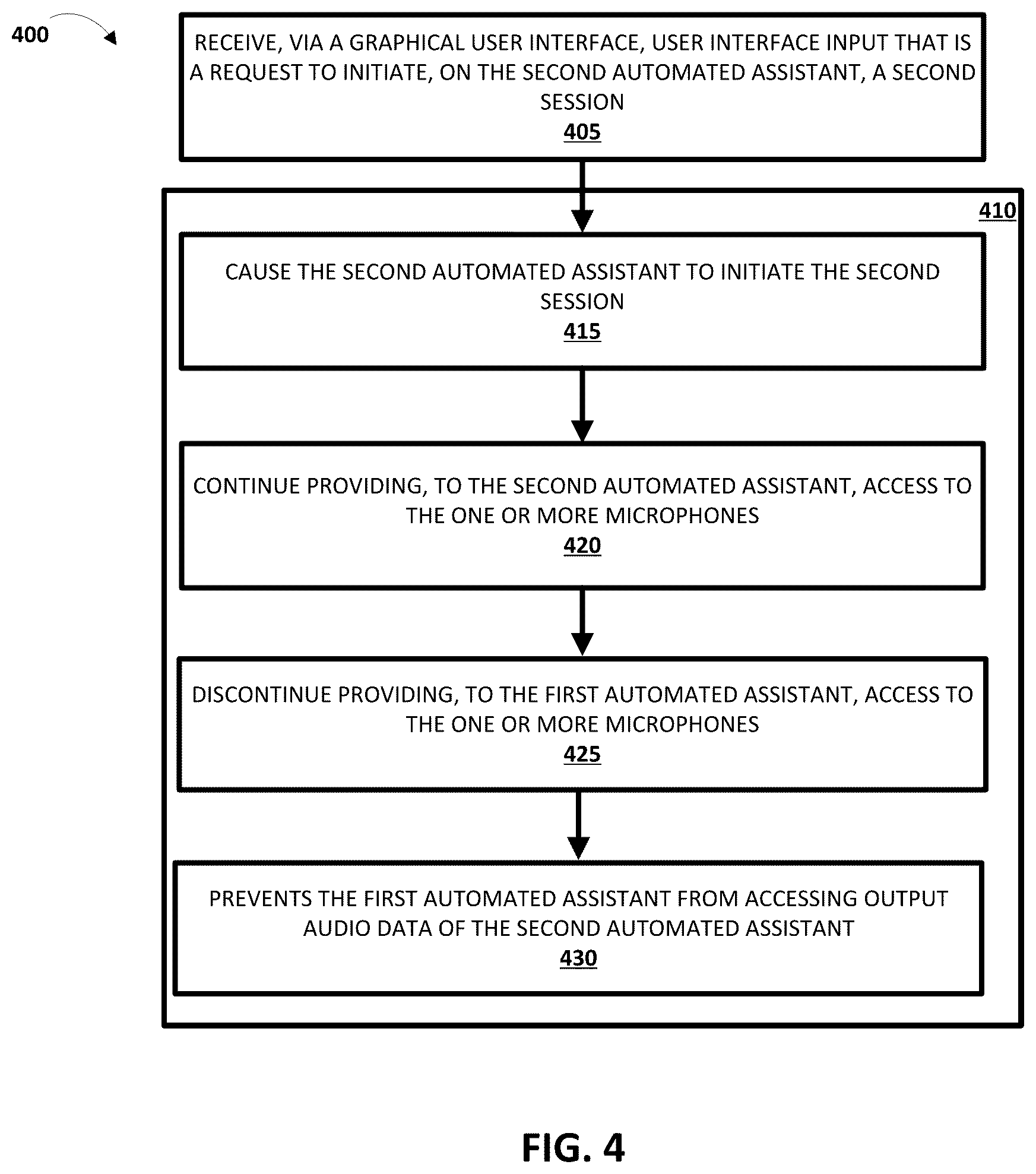Patent US12322391 Figure 4 – Multiple concurrent voice assistants