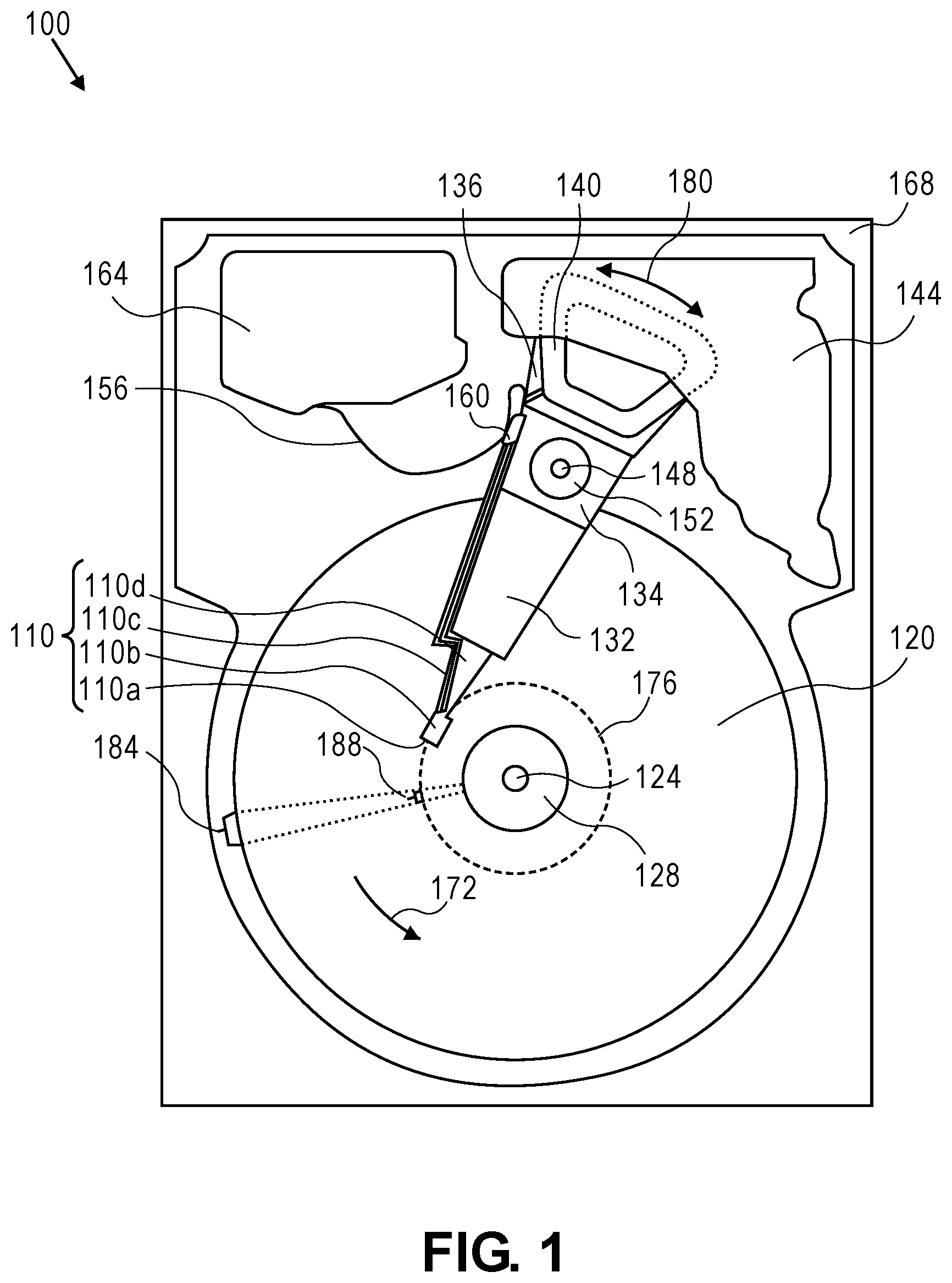 Patent US12322422 — Servo-write for magnetic disk media archival data storage system — Figure 1