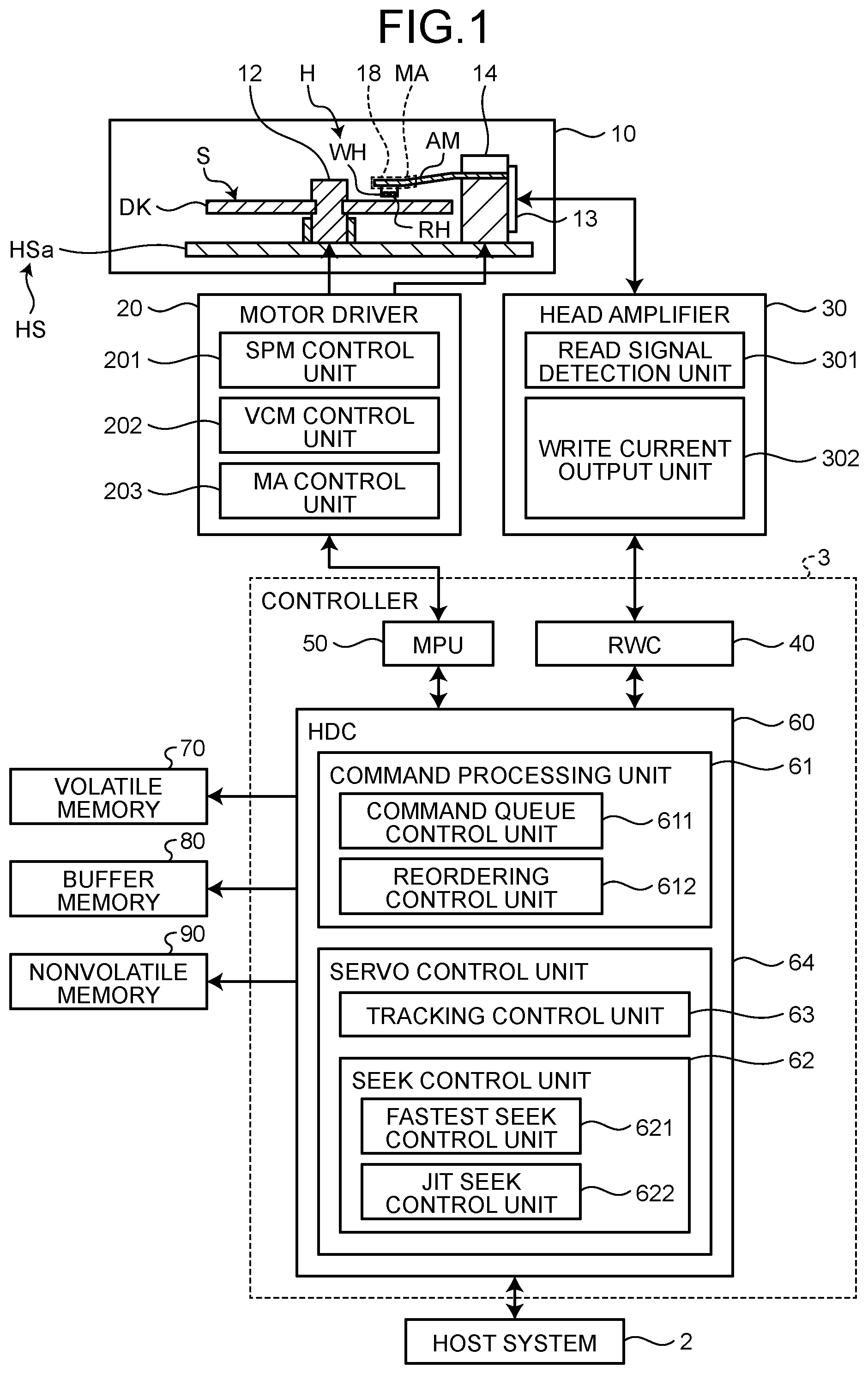 Patent US12322423 Figure 1 – Disk device