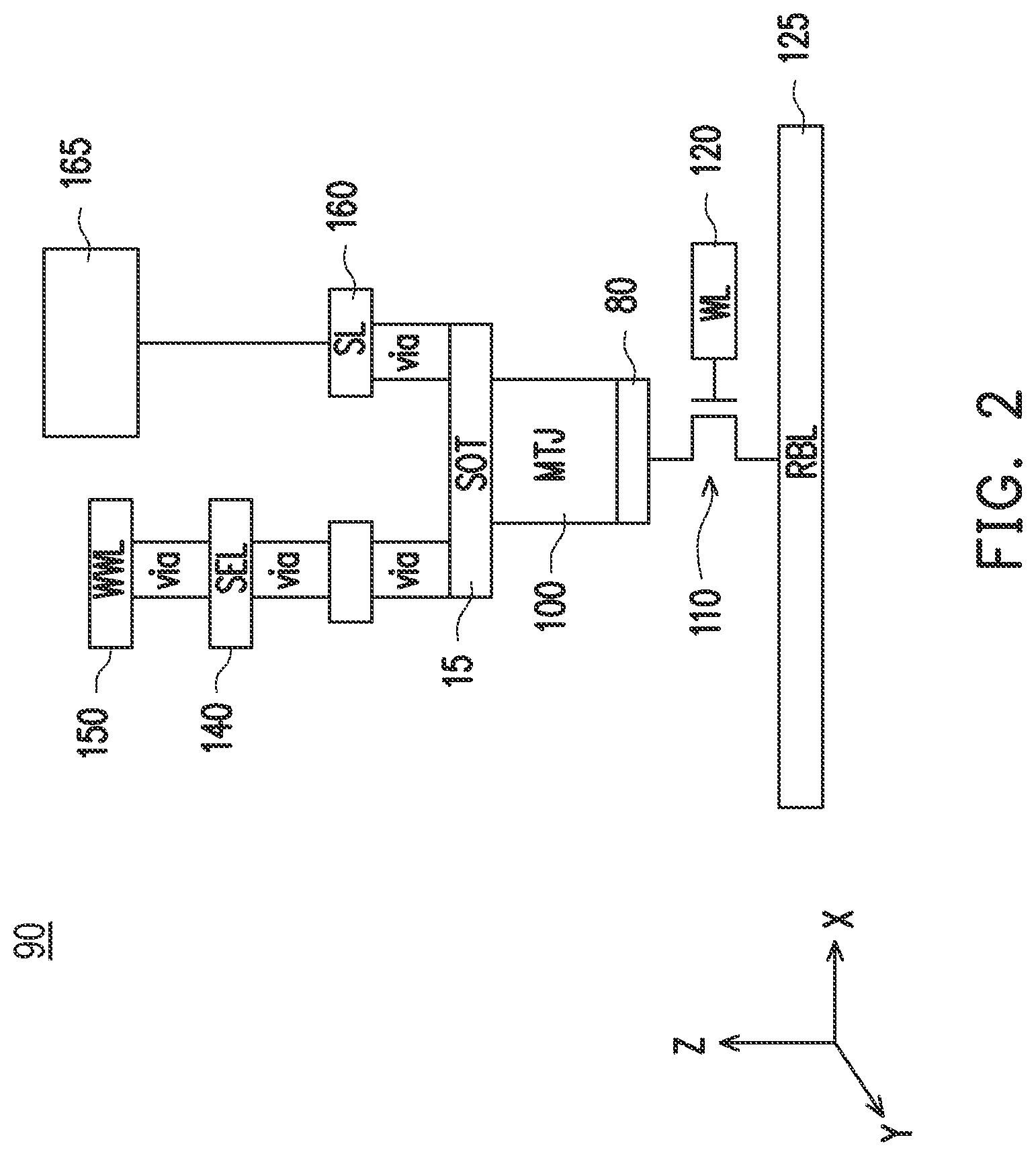 Patent US12322428 Figure 2 – SOT-MRAM with shared selector