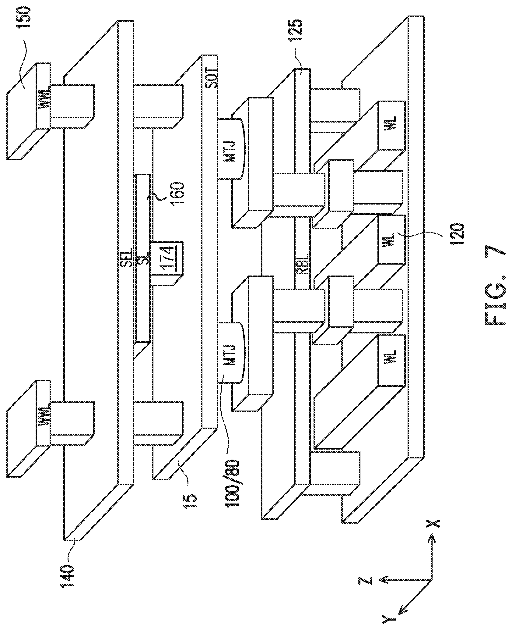 Patent US12322428 Figure 7 – SOT-MRAM with shared selector
