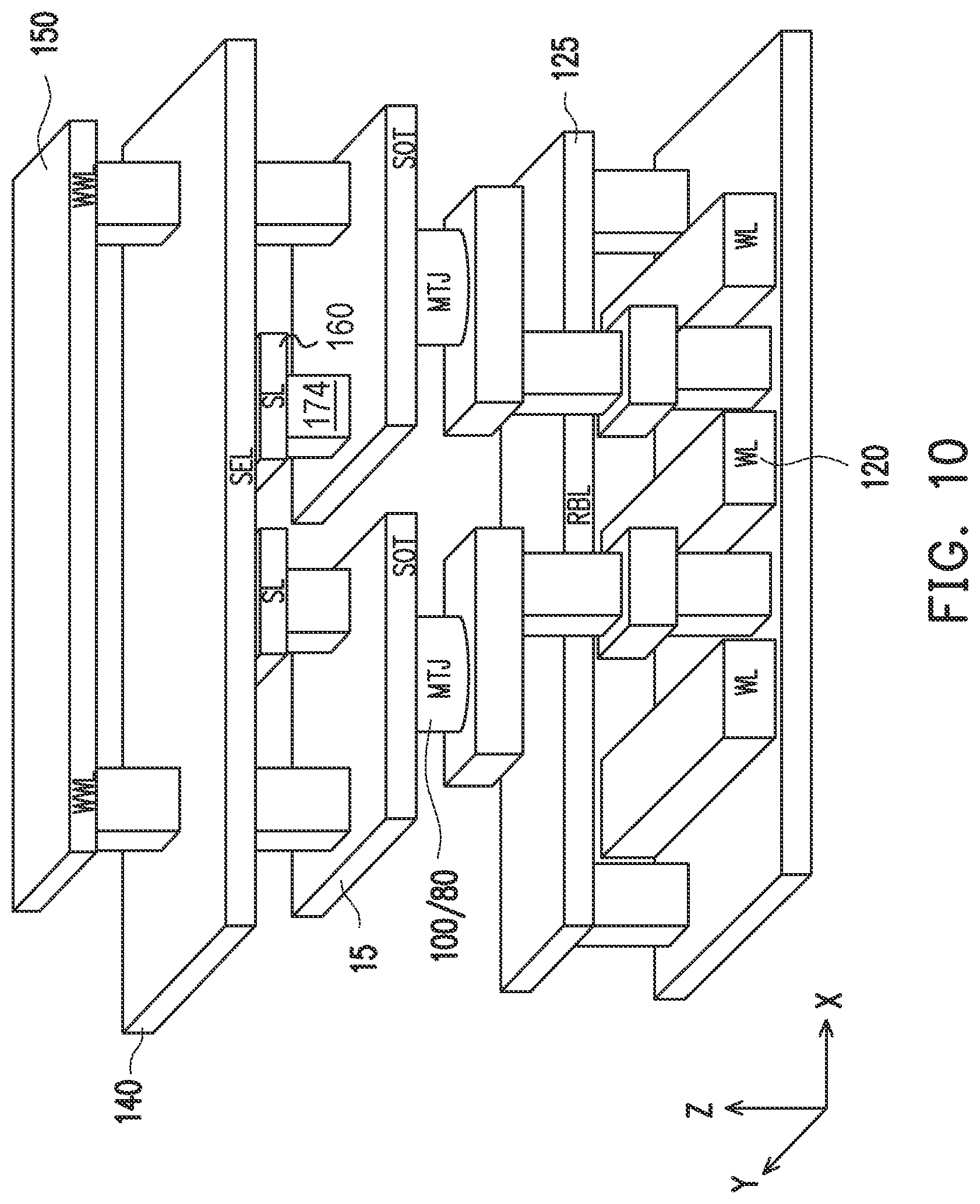 Patent US12322428 Figure 10 – SOT-MRAM with shared selector