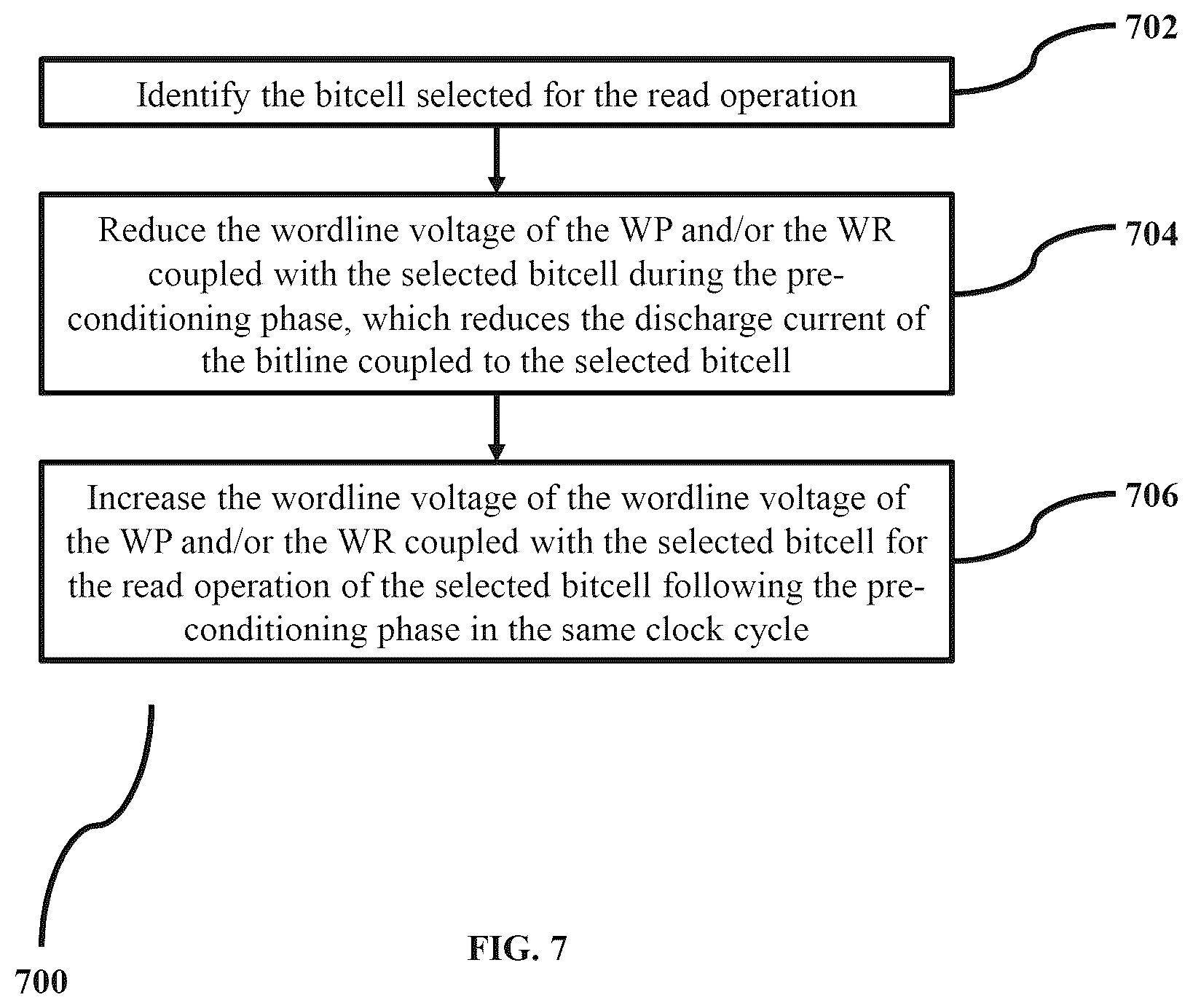 Patent US12322446 Figure 8 – Reduced word line voltage during discharge phase of read operation