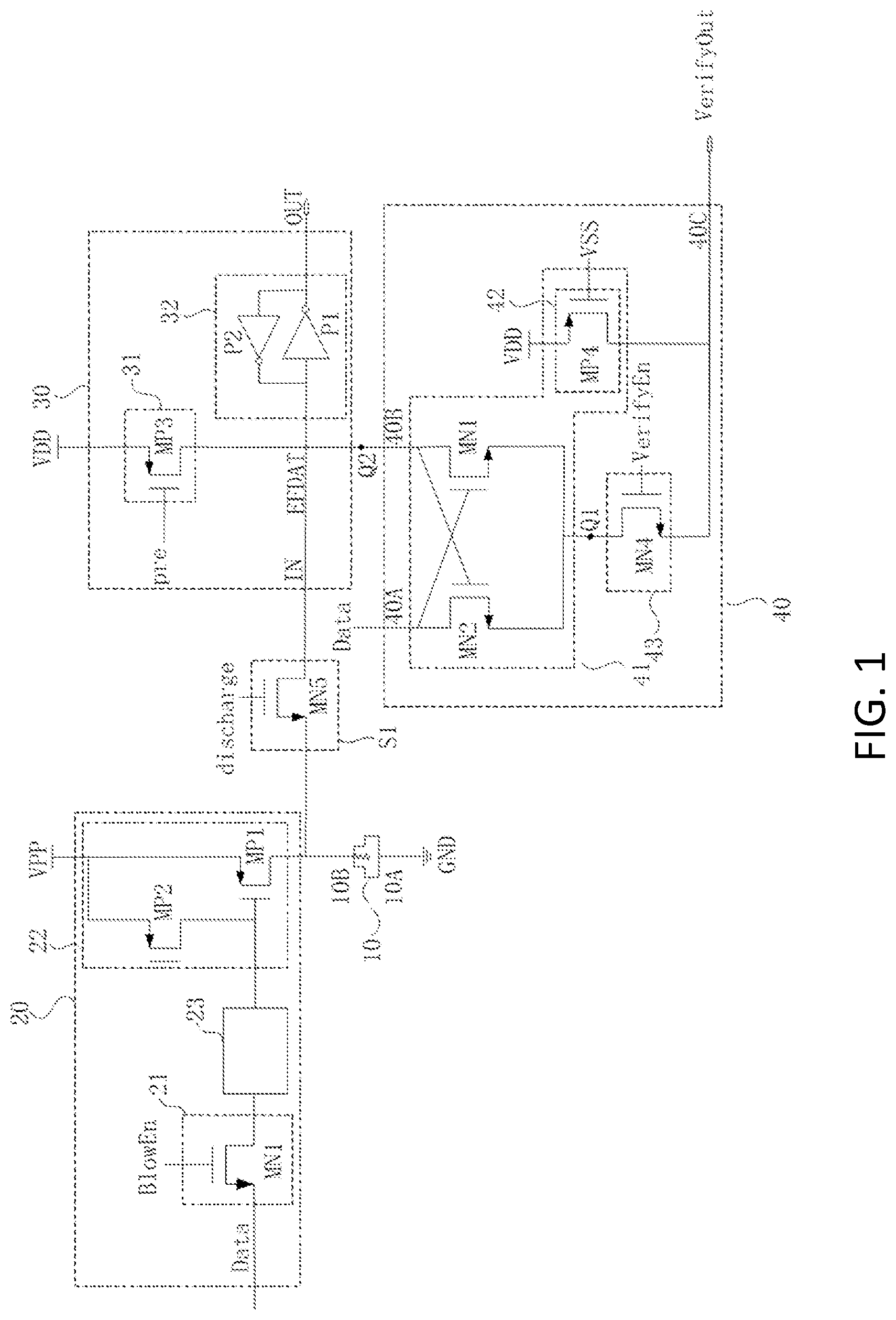 Patent US12322460 Figure 1 – Anti-fuse circuit and anti-fuse unit programming state real-time verification