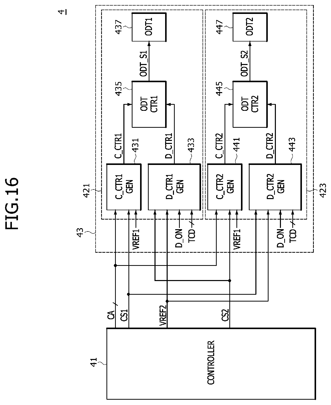 Patent US12322470 Figure 16 – Semiconductor devices and semiconductor systems calibrating termination resistance