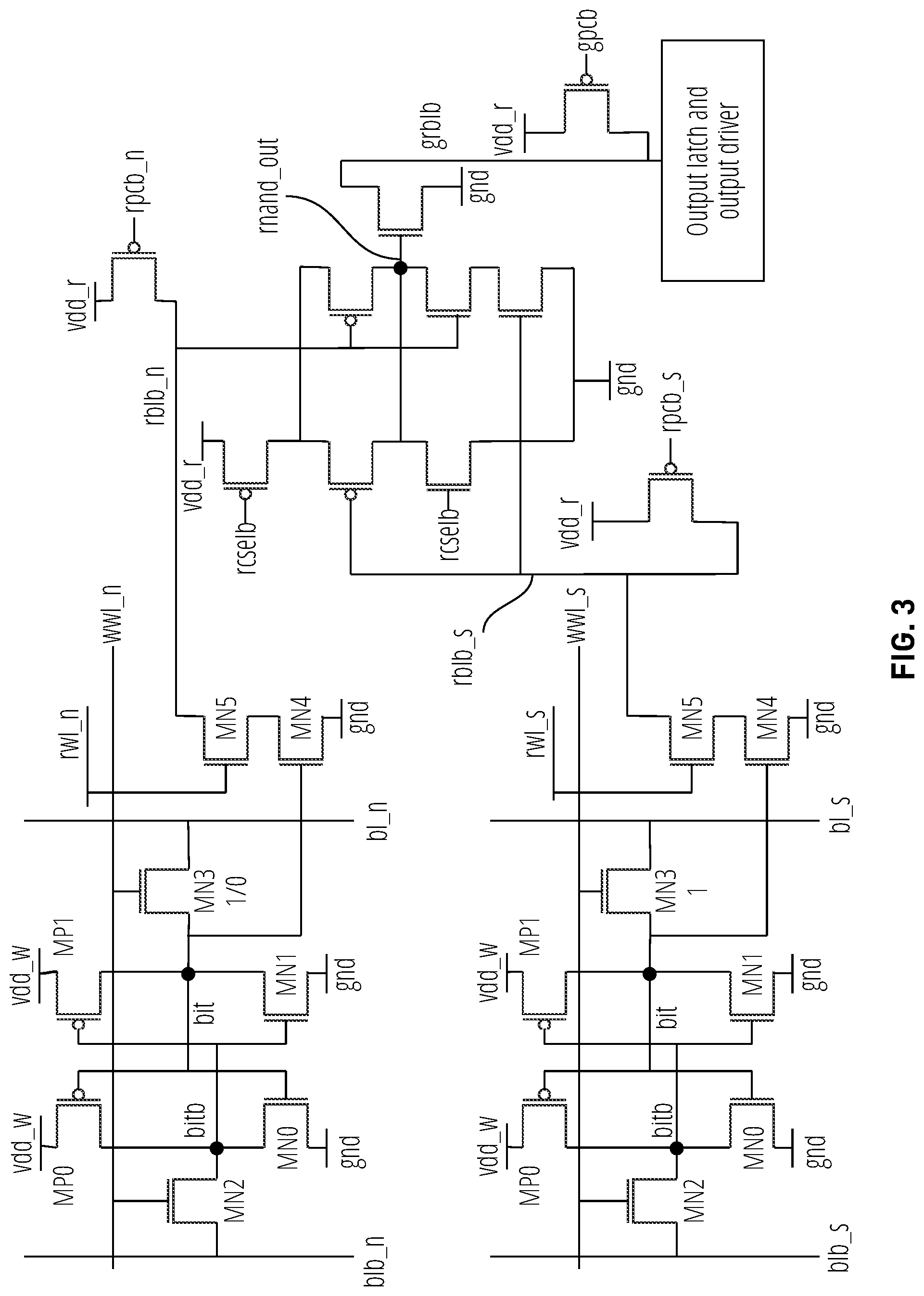 Patent US12322471 Figure 3 – Contention-free dual-voltage logic cell