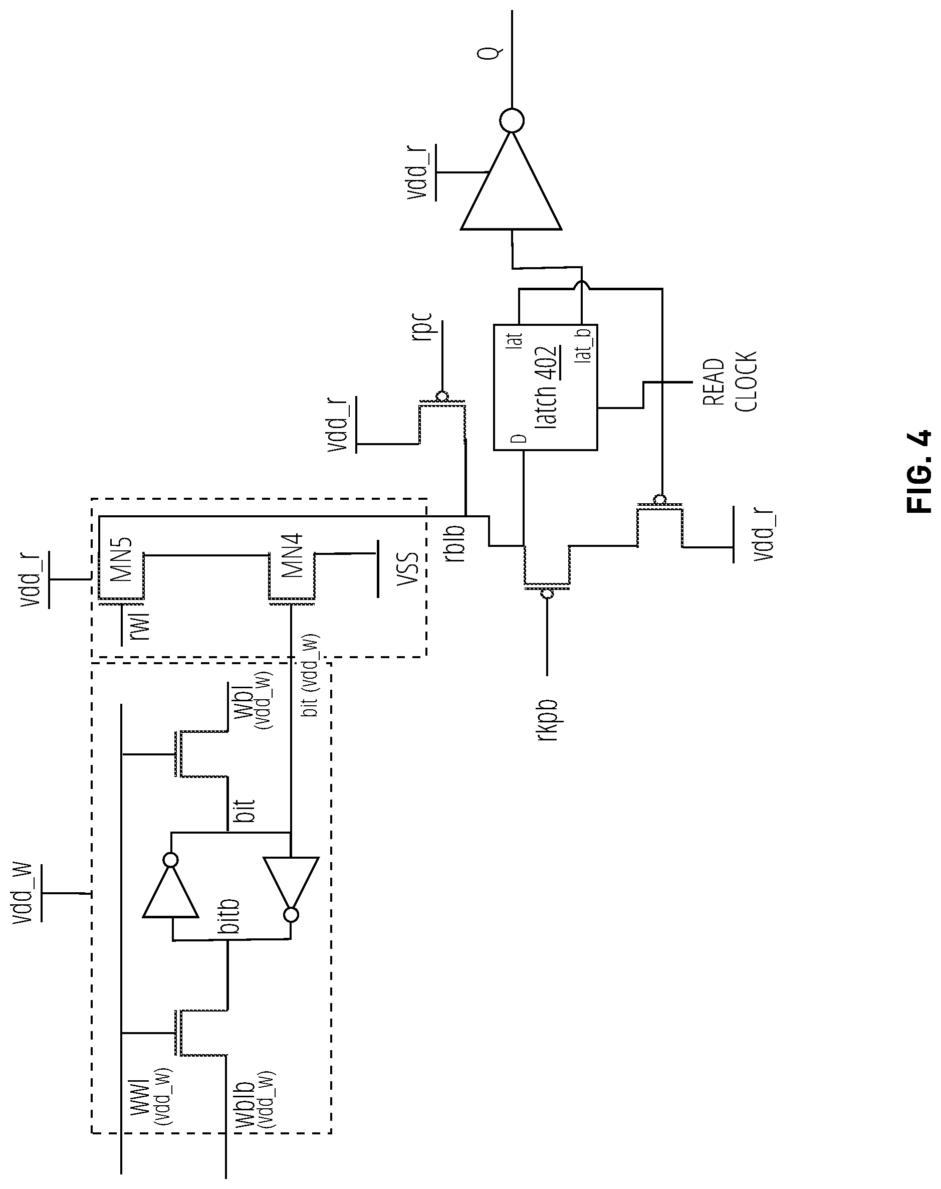 Patent US12322471 Figure 4 – Contention-free dual-voltage logic cell