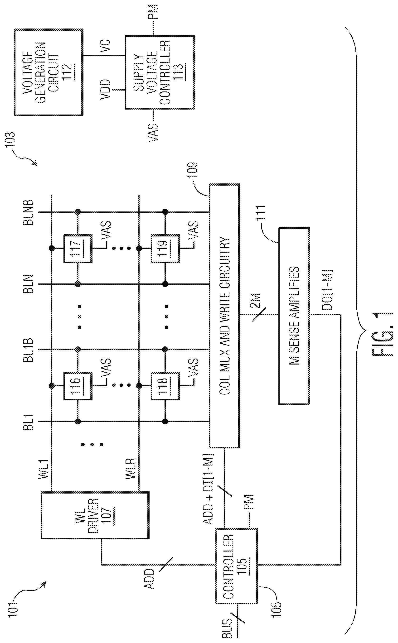 Patent US12322472 Figure 1 – Voltage generation circuit for SRAM