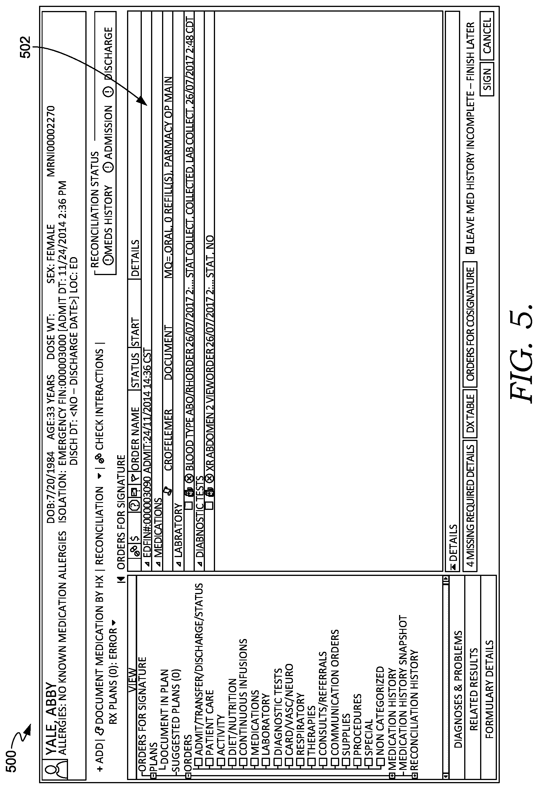 Patent US12322499 Figure 5 – Order selection and entry management system