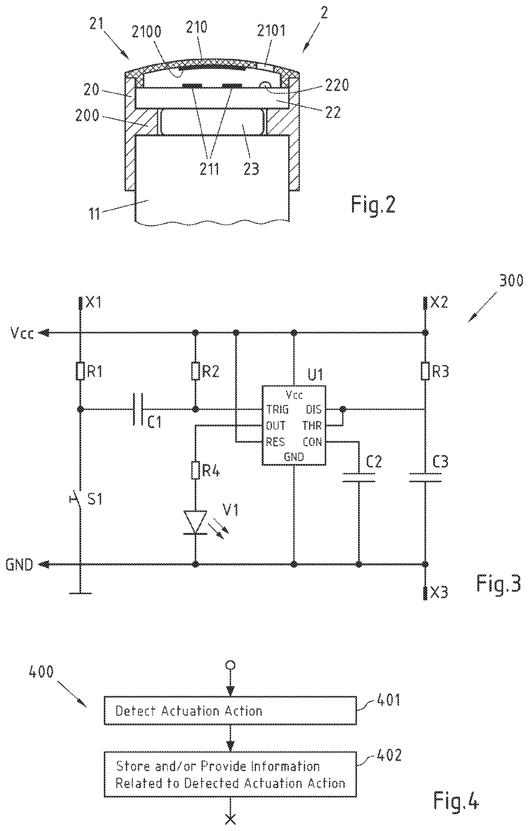 Patent US12322504 Figure 2 – Device and method for detecting an actuation action performable with a medical device