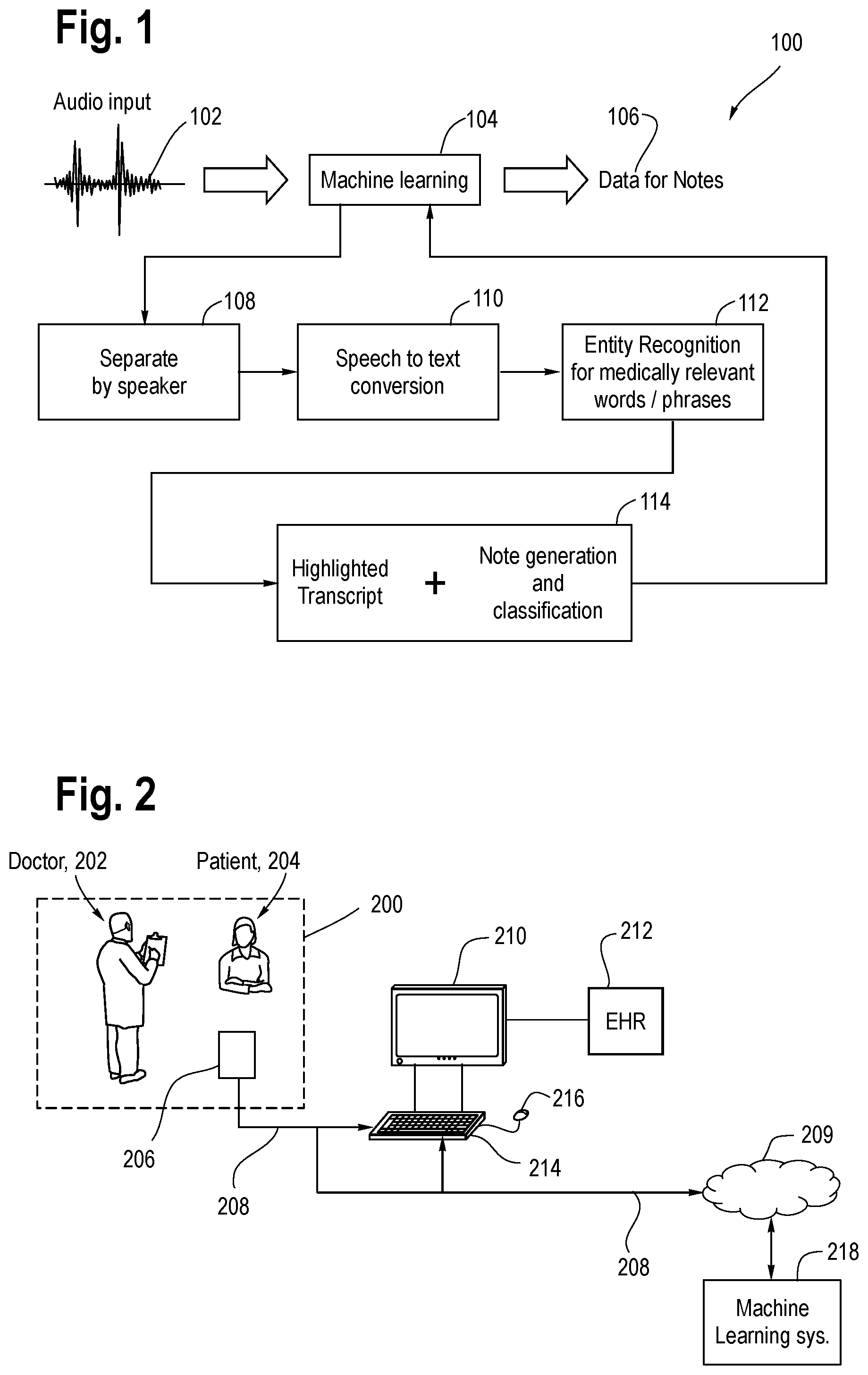 Patent US12322511 — Interface for patient-provider conversation and auto-generation of note or summary — Figure 1