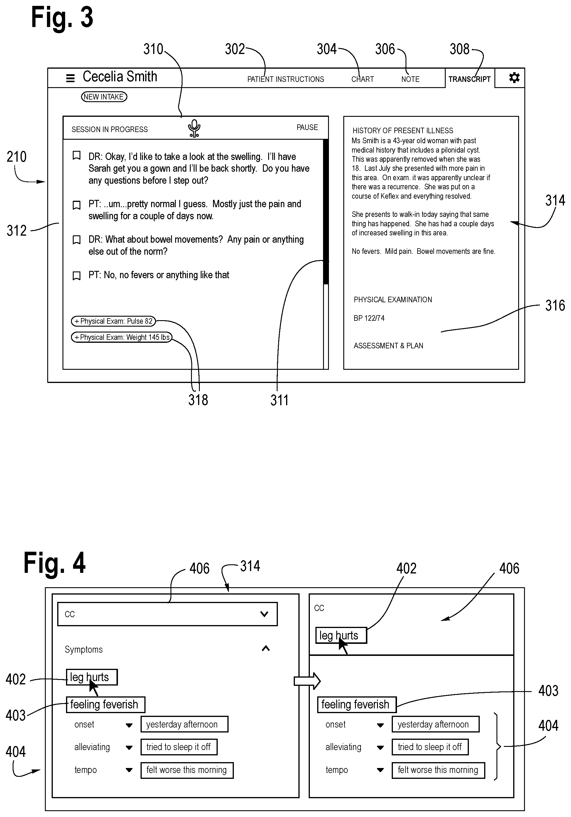 Patent US12322511 Figure 2 – Interface for patient-provider conversation and auto-generation of note or summary