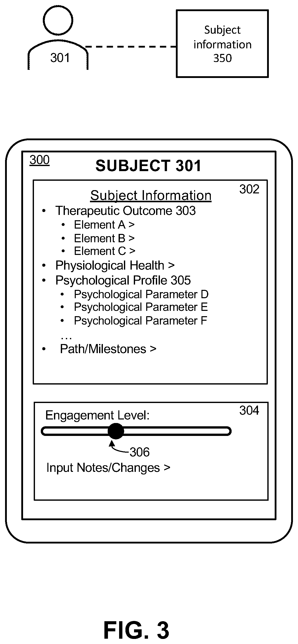 Patent US12322518 Figure 3 – Systems and methods to facilitate adjusting content to facilitate therapeutic outcomes of subjects