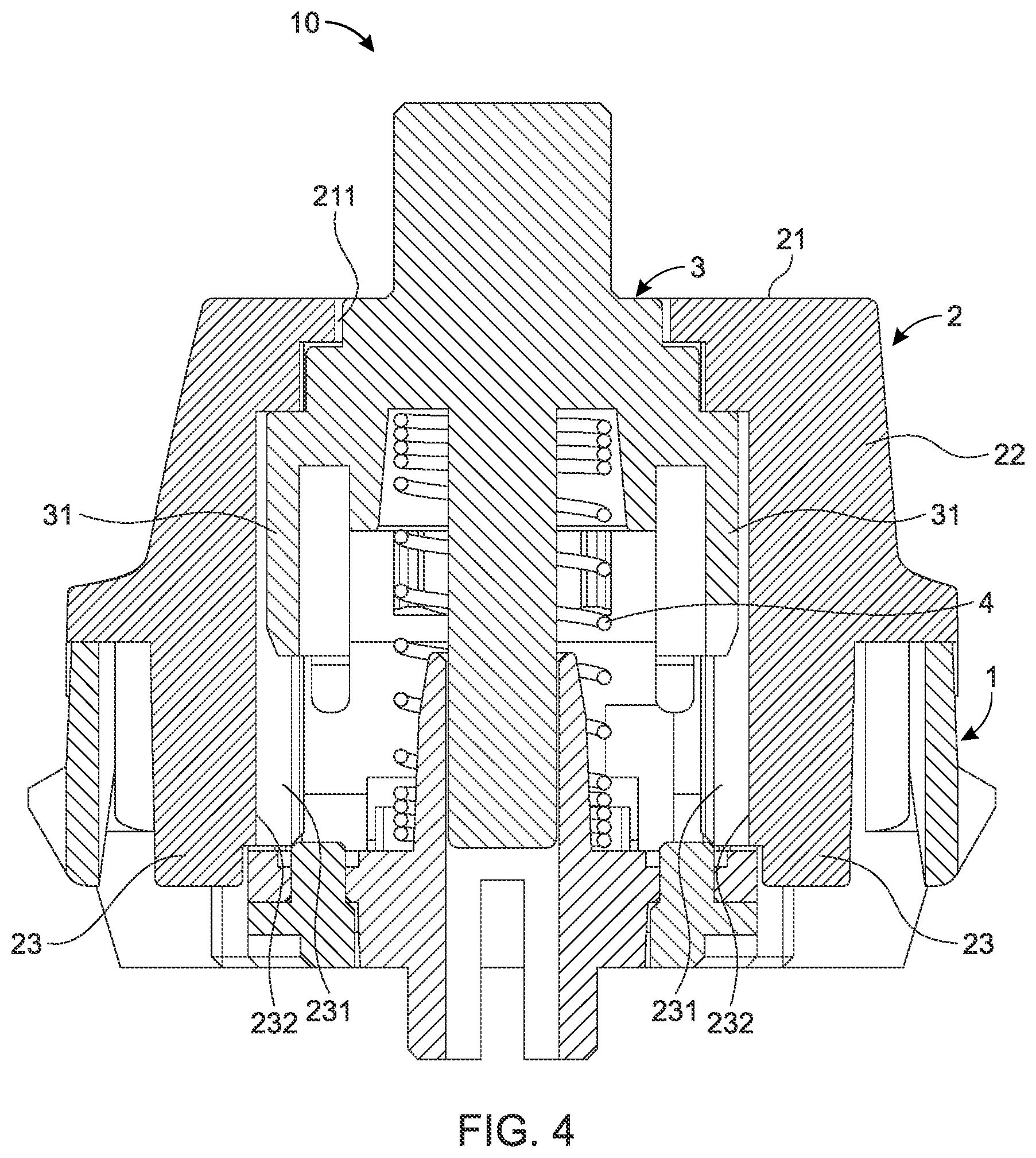 Patent US12322558 Figure 4 – Key structure with light-guiding function