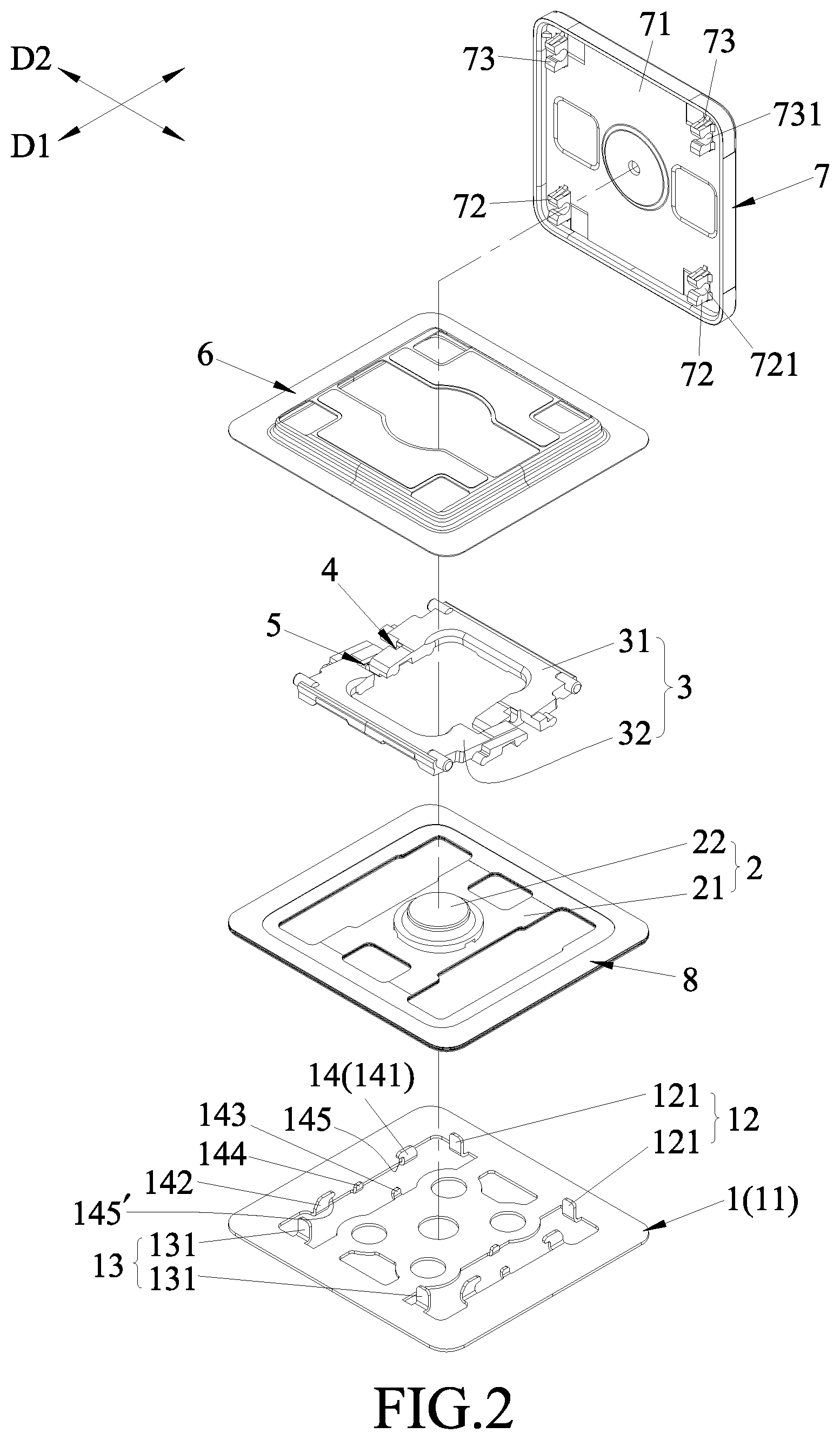 Patent US12322559 Figure 2 – Low-travel key device