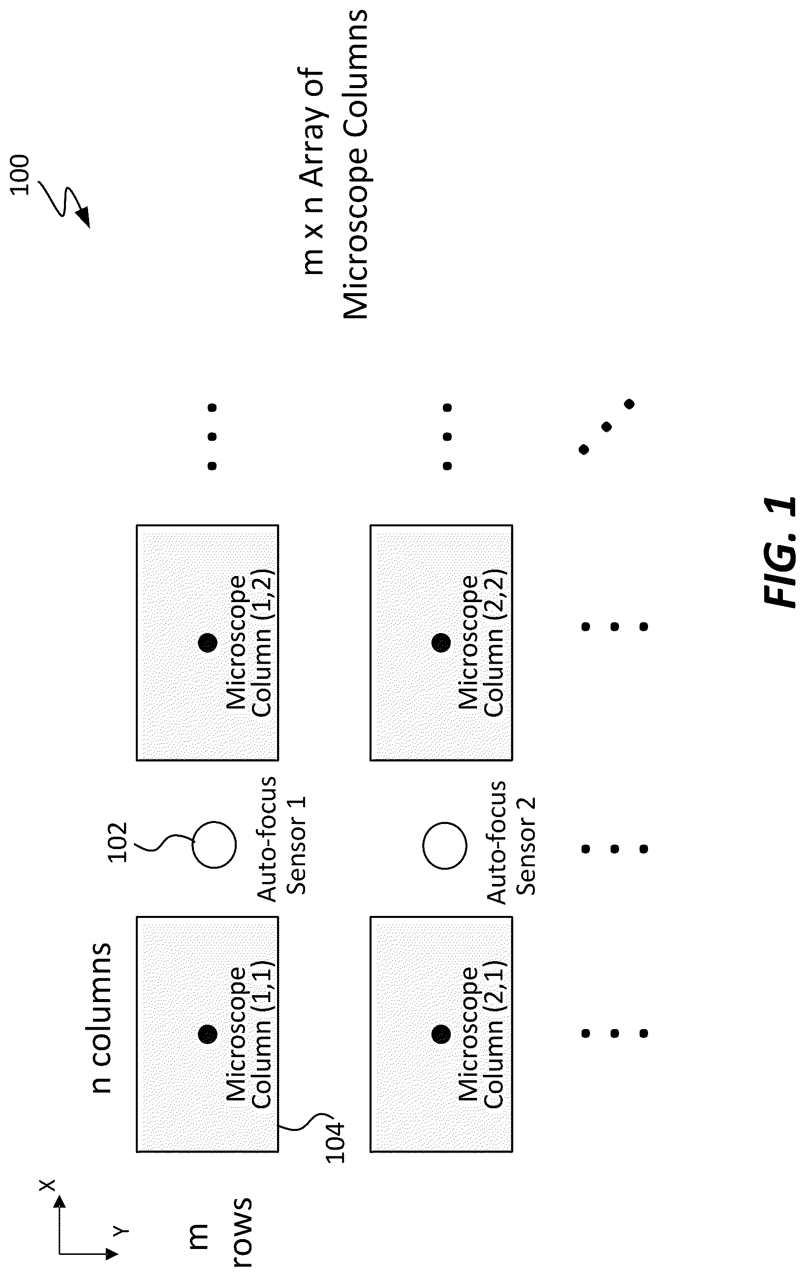 Patent US12322568 Figure 1 – Auto-focus sensor implementation for multi-column microscopes