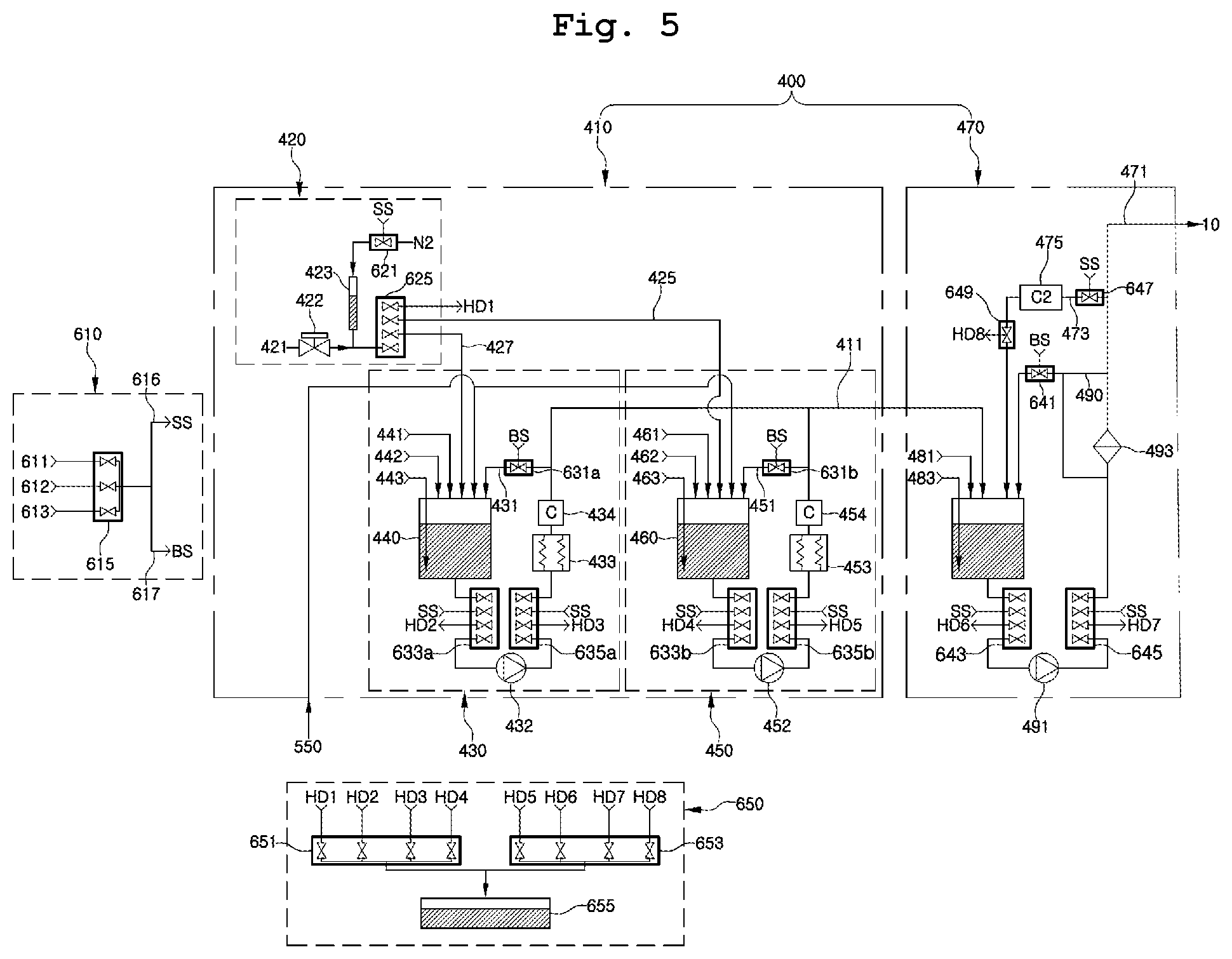 Patent US12322610 Figure 5 – Processing liquid supply apparatus and method of removing solids from processing liquid supply apparatus