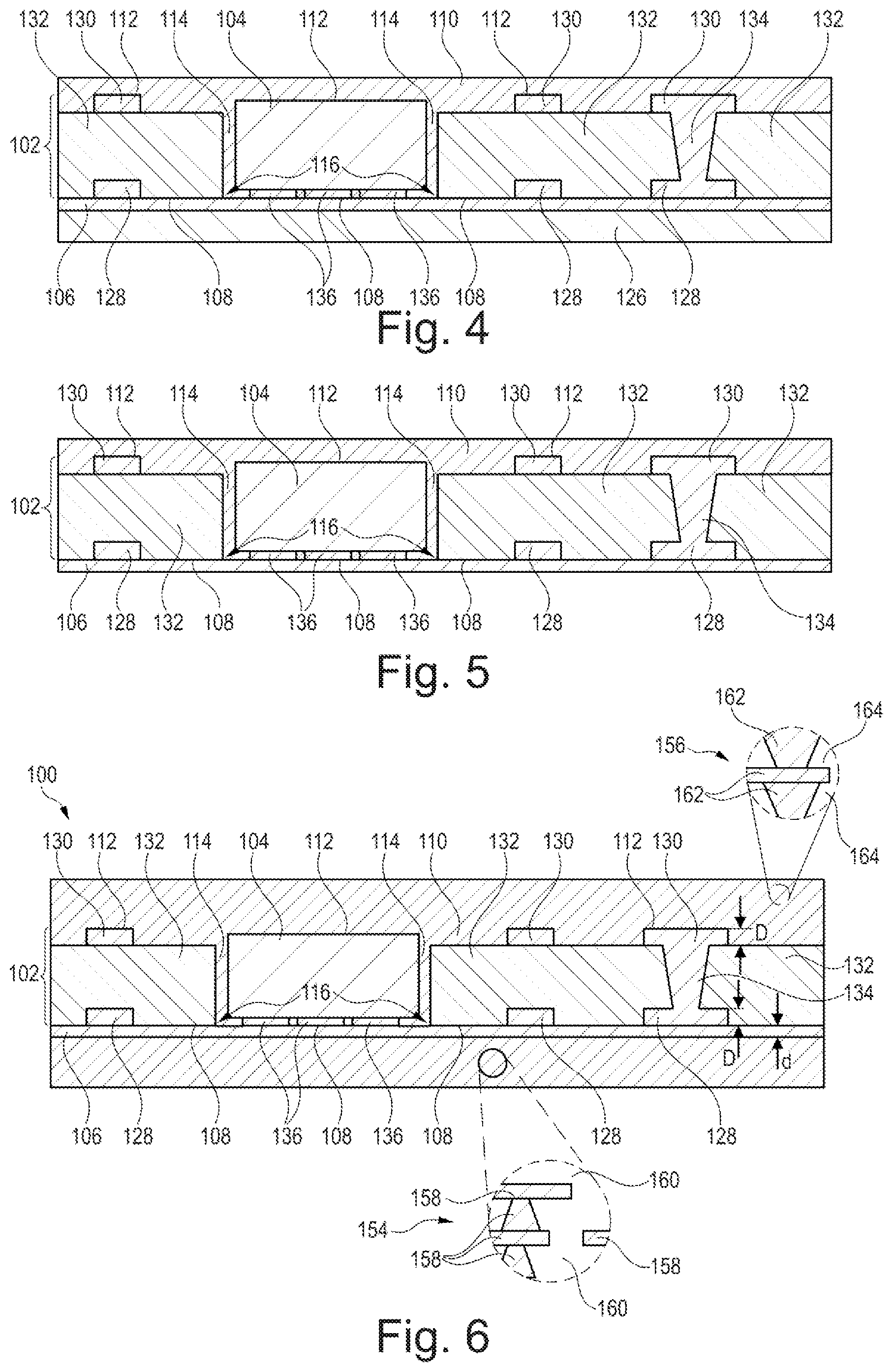 Patent US12322622 Figure 2 – Component carrier with gap around component core and filled with first material in bottom portion and with second material in top portion