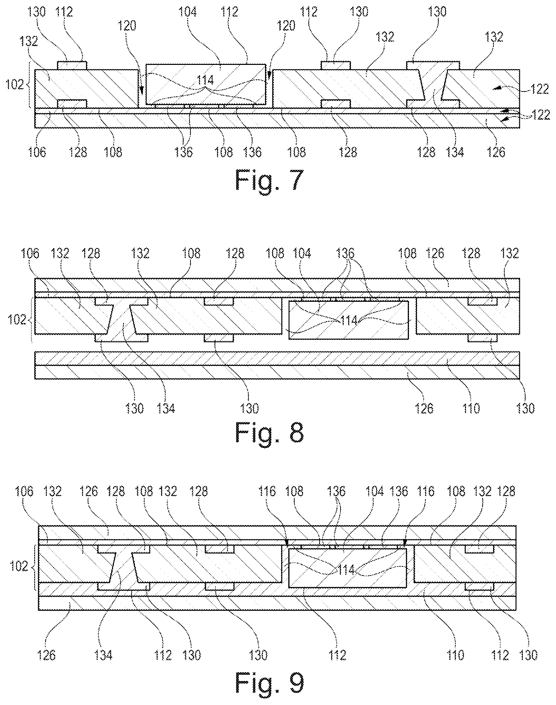 Patent US12322622 Figure 3 – Component carrier with gap around component core and filled with first material in bottom portion and with second material in top portion