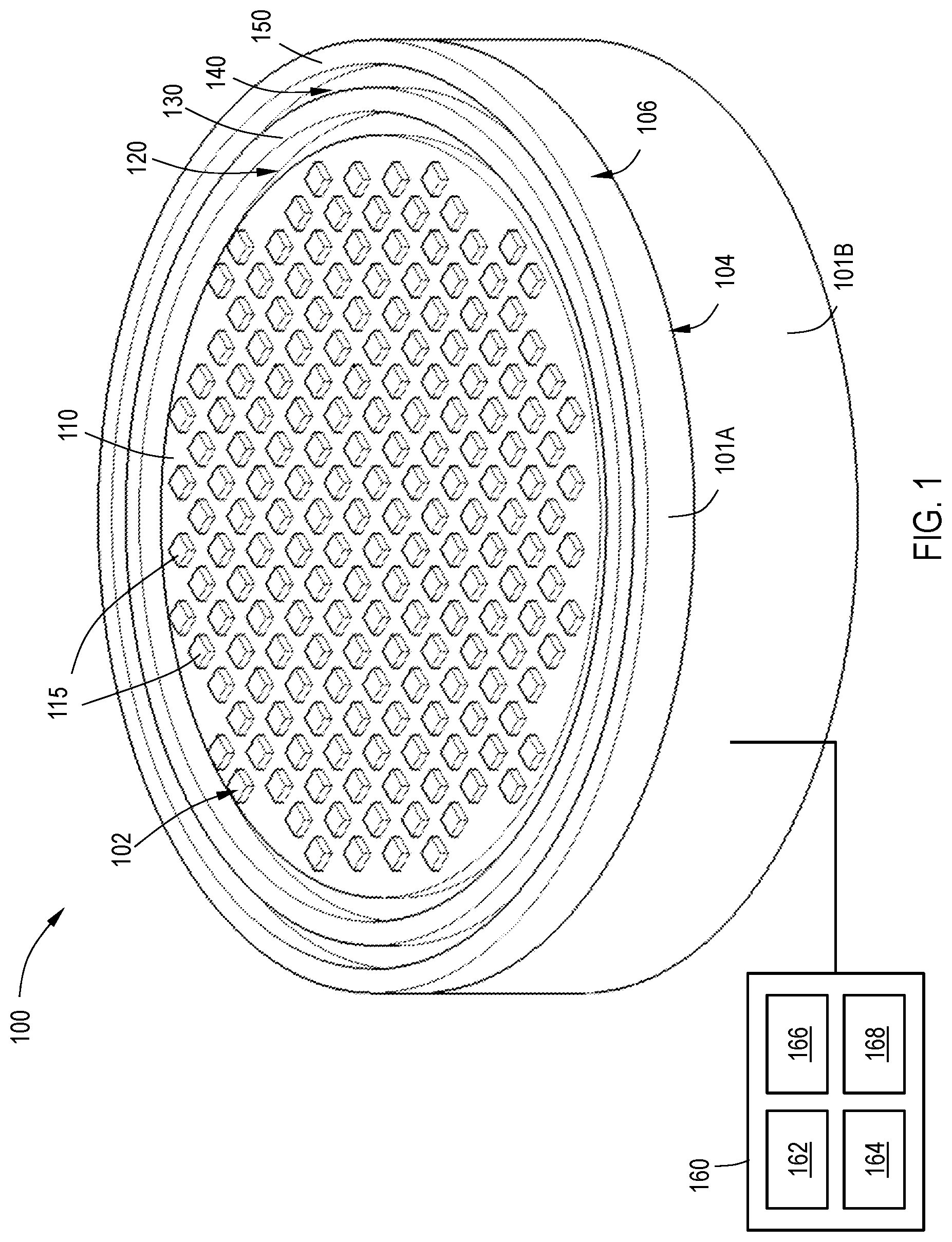 Patent US12322633 Figure 1 – Electrostatic chuck with improved temperature control