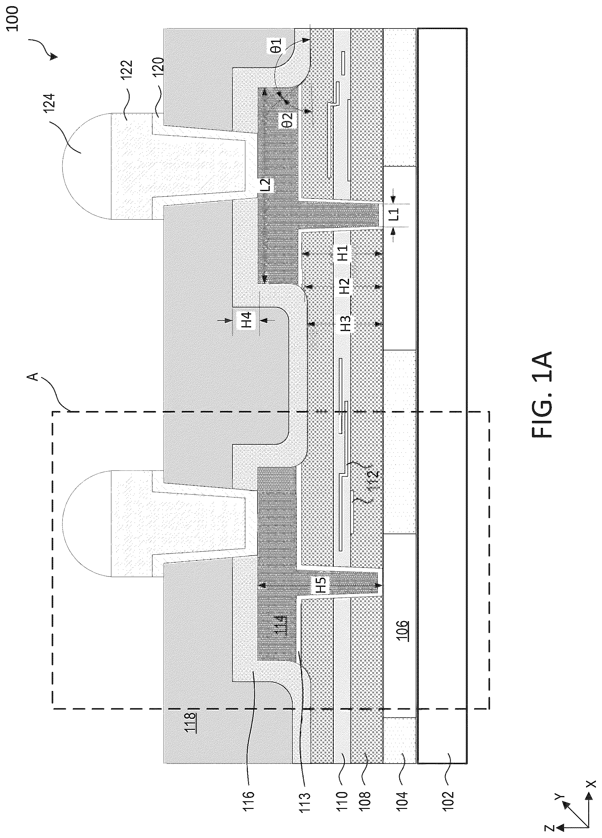 Patent US12322646 Figure 1 – Passivation layers with rounded corners
