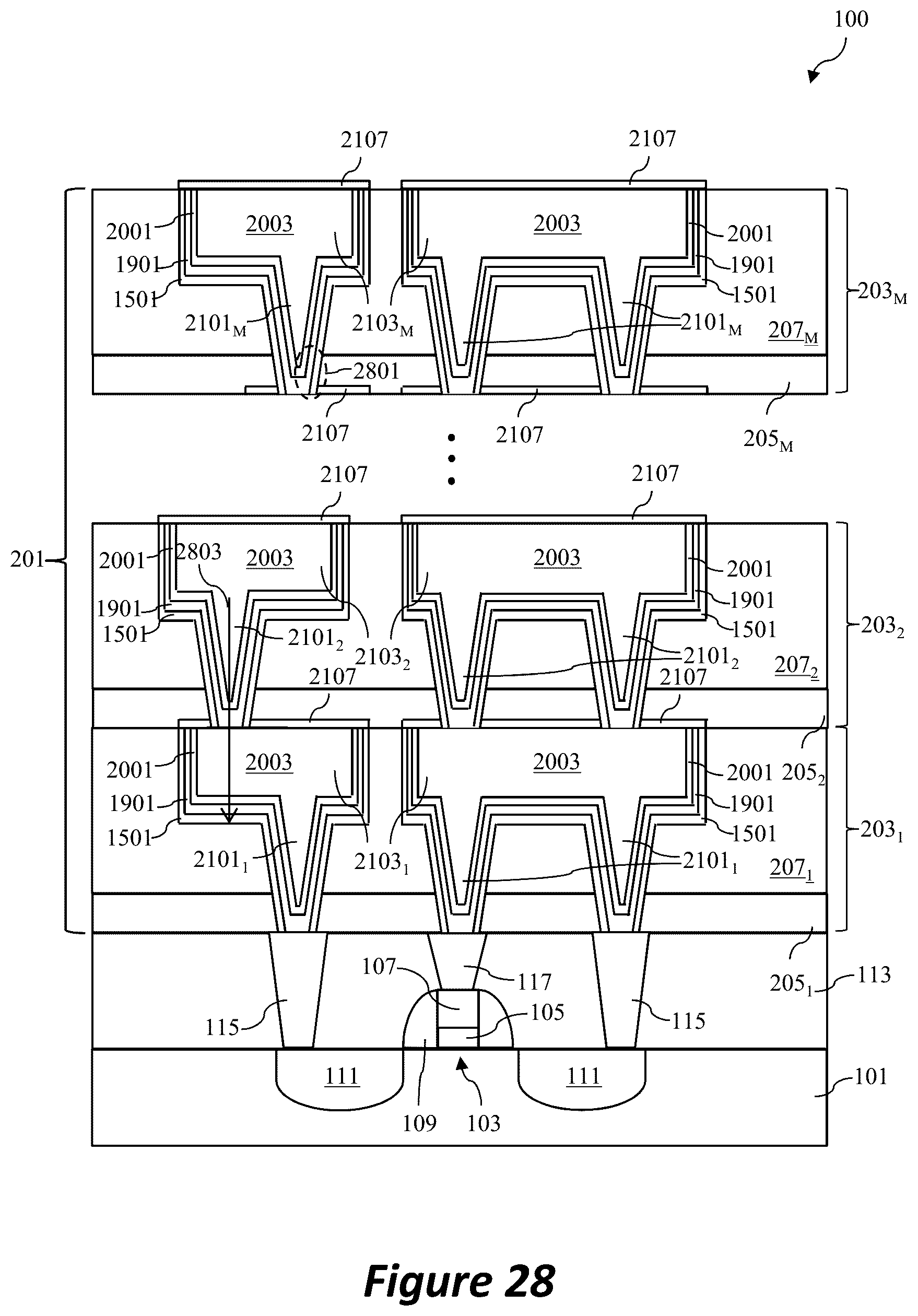 Patent US12322649 Figure 19 – Interconnect structure of semiconductor device