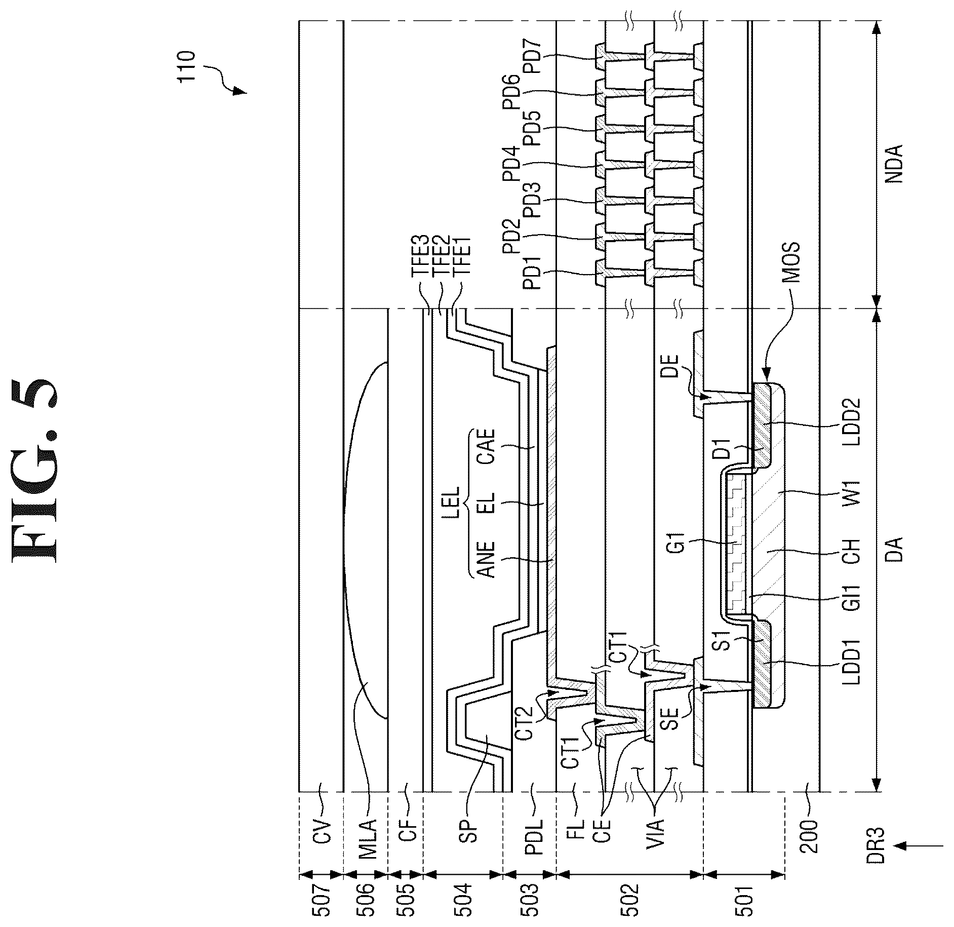 Patent US12322663 Figure 5 – Display device and method of fabricating the same