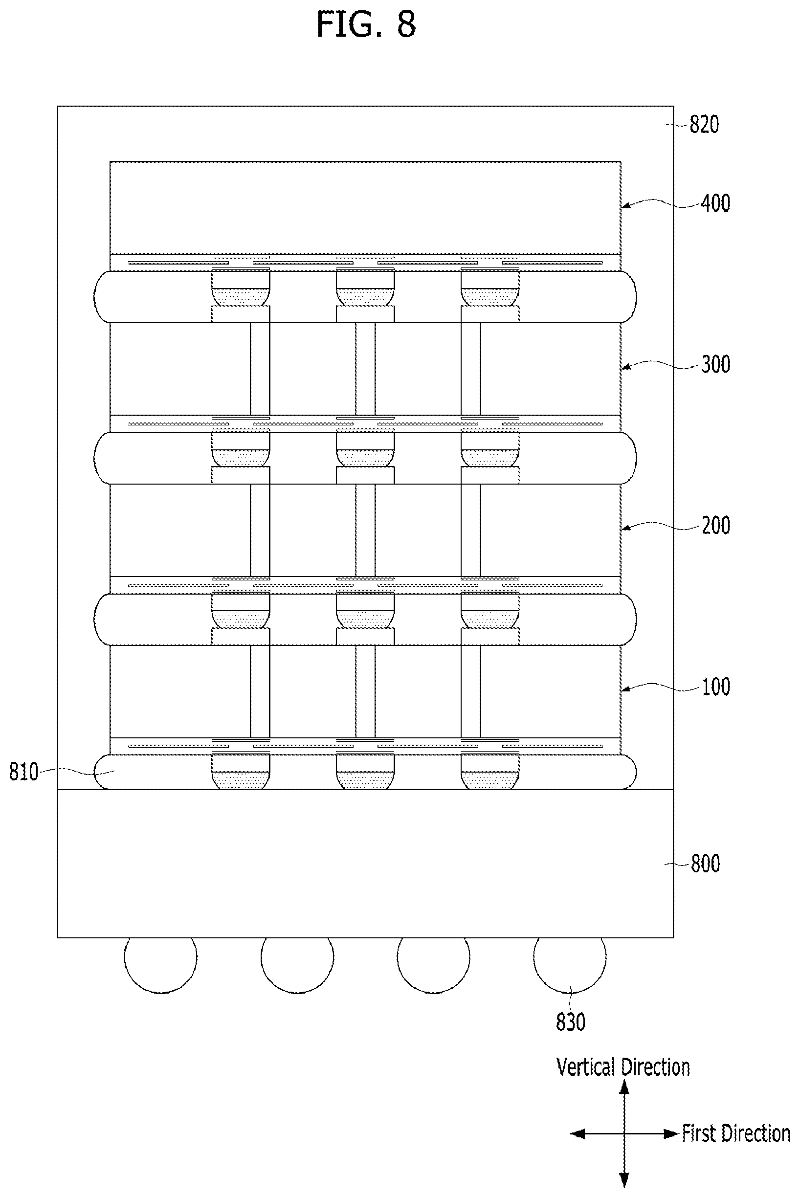 Patent US12322681 Figure 8 – Semiconductor chip including through electrode, and semiconductor package including the same