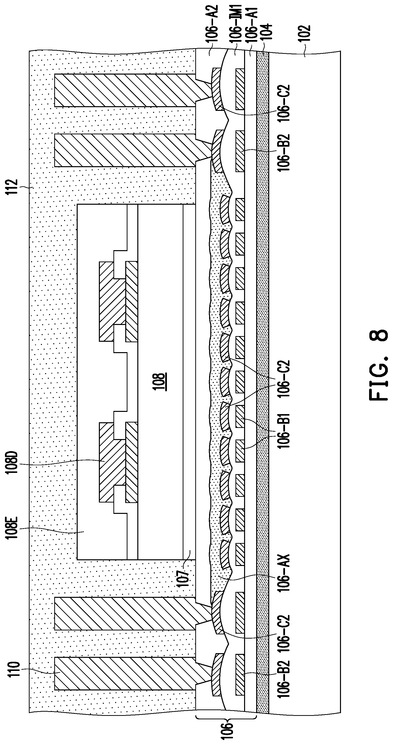 Patent US12322688 Figure 7 – Package structure including auxiliary dielectric portion