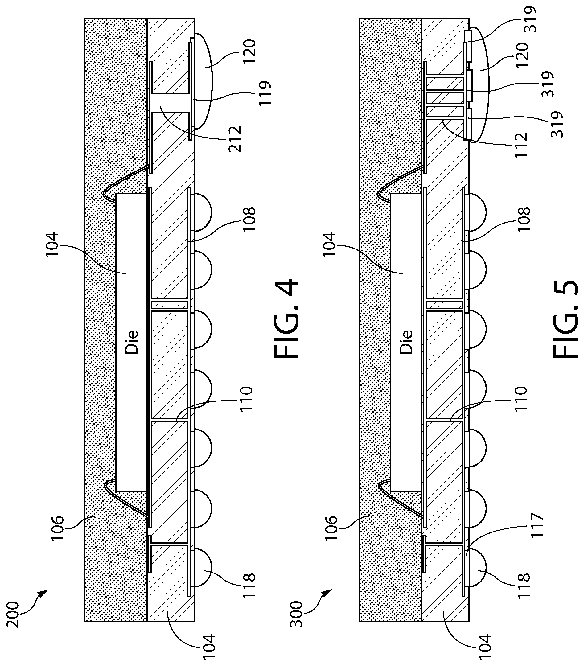Patent US12322689 Figure 4 – Semiconductor device package with combined contacts