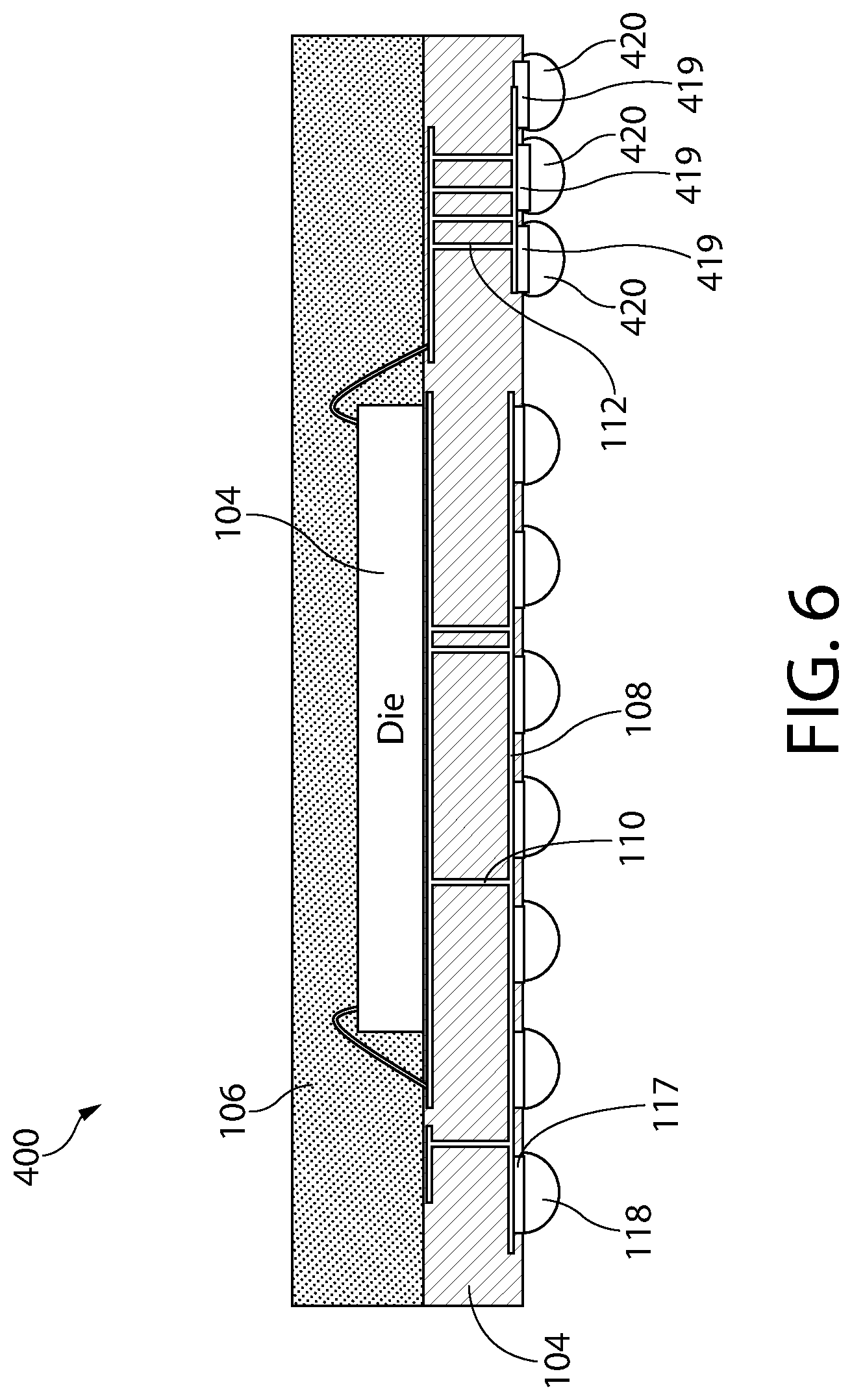 Patent US12322689 Figure 5 – Semiconductor device package with combined contacts