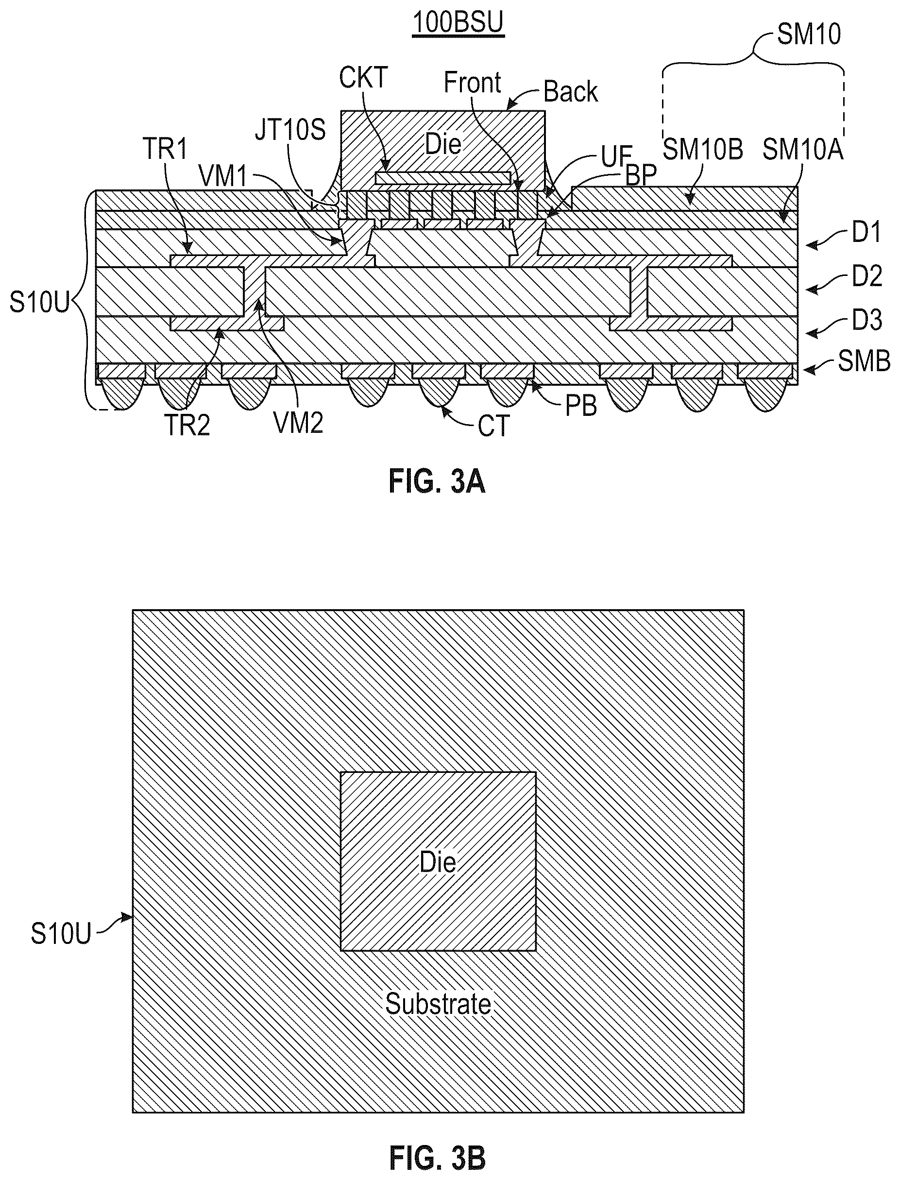 Patent US12322690 Figure 4 – Circuit packages and fabrication methods using bond-on-pad (BoP) substrate technology