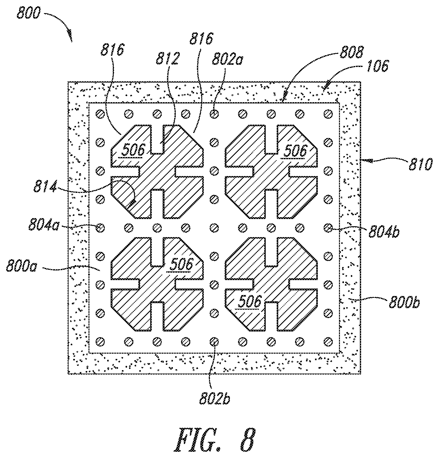 Patent US12322692 Figure 7 – Solder mask for thermal pad of a printed circuit board to provide reliable solder contact to an integrated circuit
