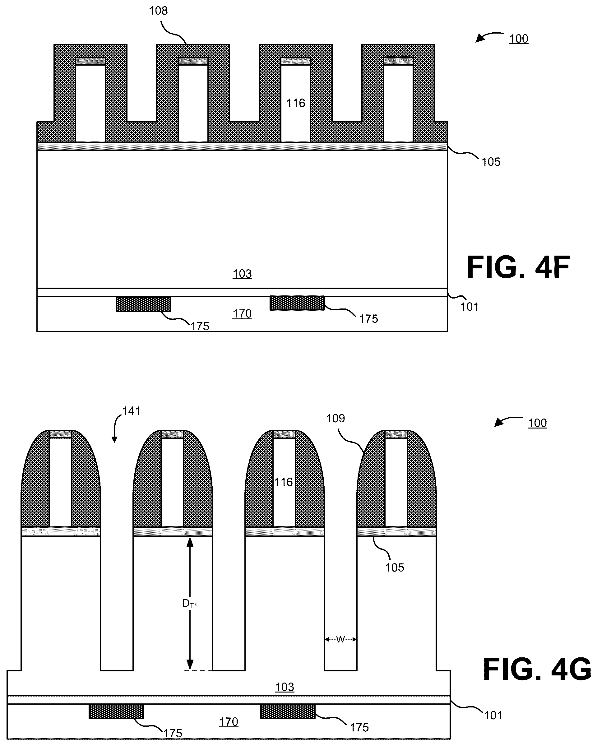 Patent US12322699 Figure 7 – Method of forming high density, high shorting margin, and low capacitance interconnects by alternating recessed trenches