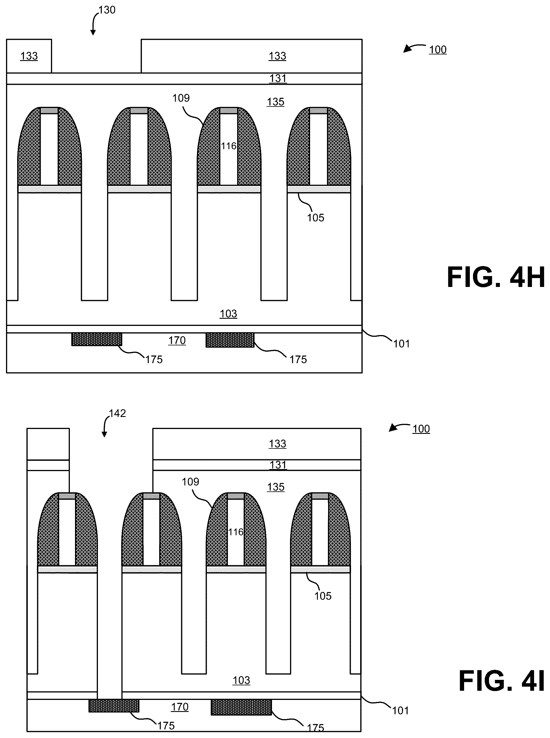 Patent US12322699 Figure 8 – Method of forming high density, high shorting margin, and low capacitance interconnects by alternating recessed trenches