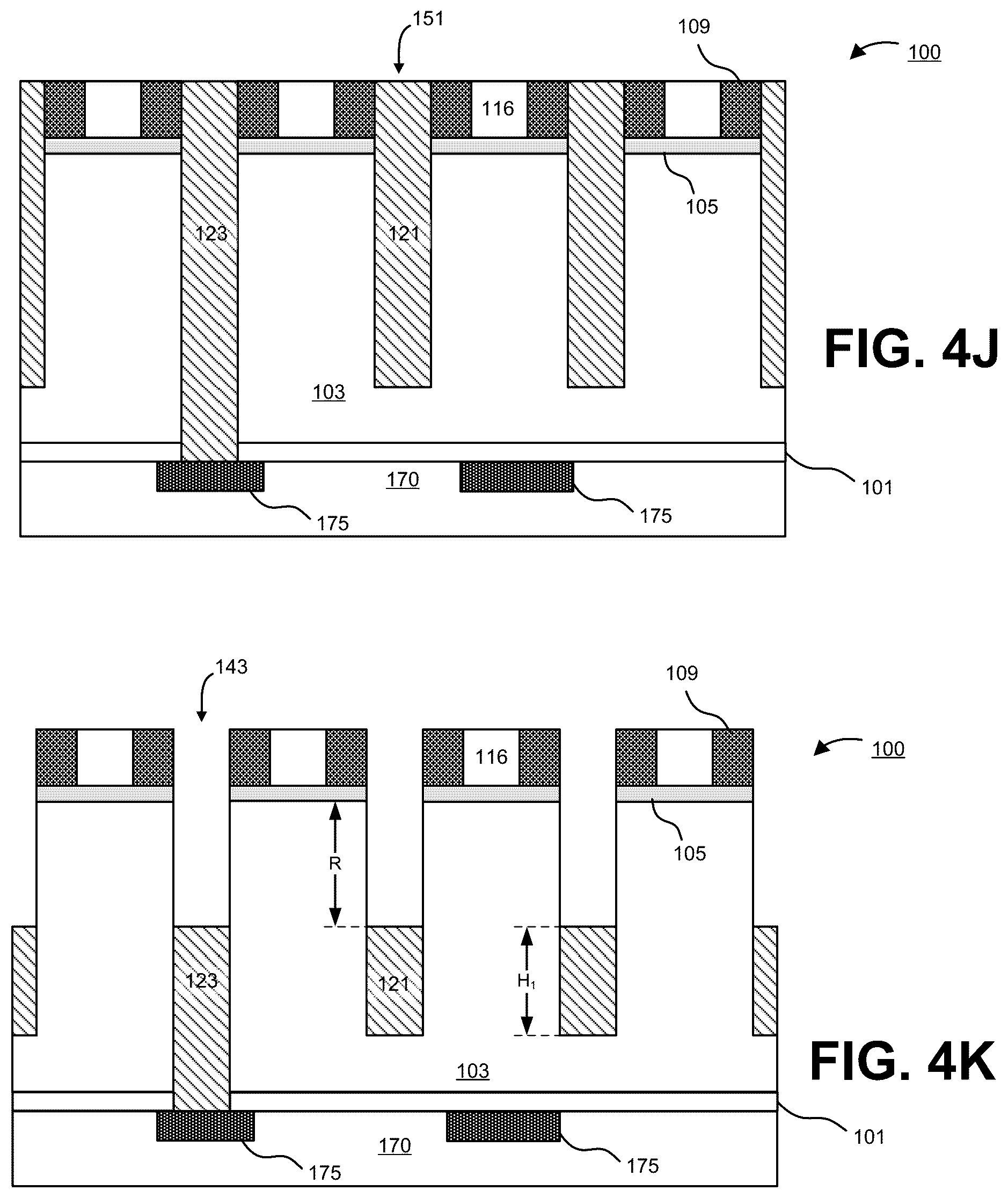 Patent US12322699 Figure 9 – Method of forming high density, high shorting margin, and low capacitance interconnects by alternating recessed trenches