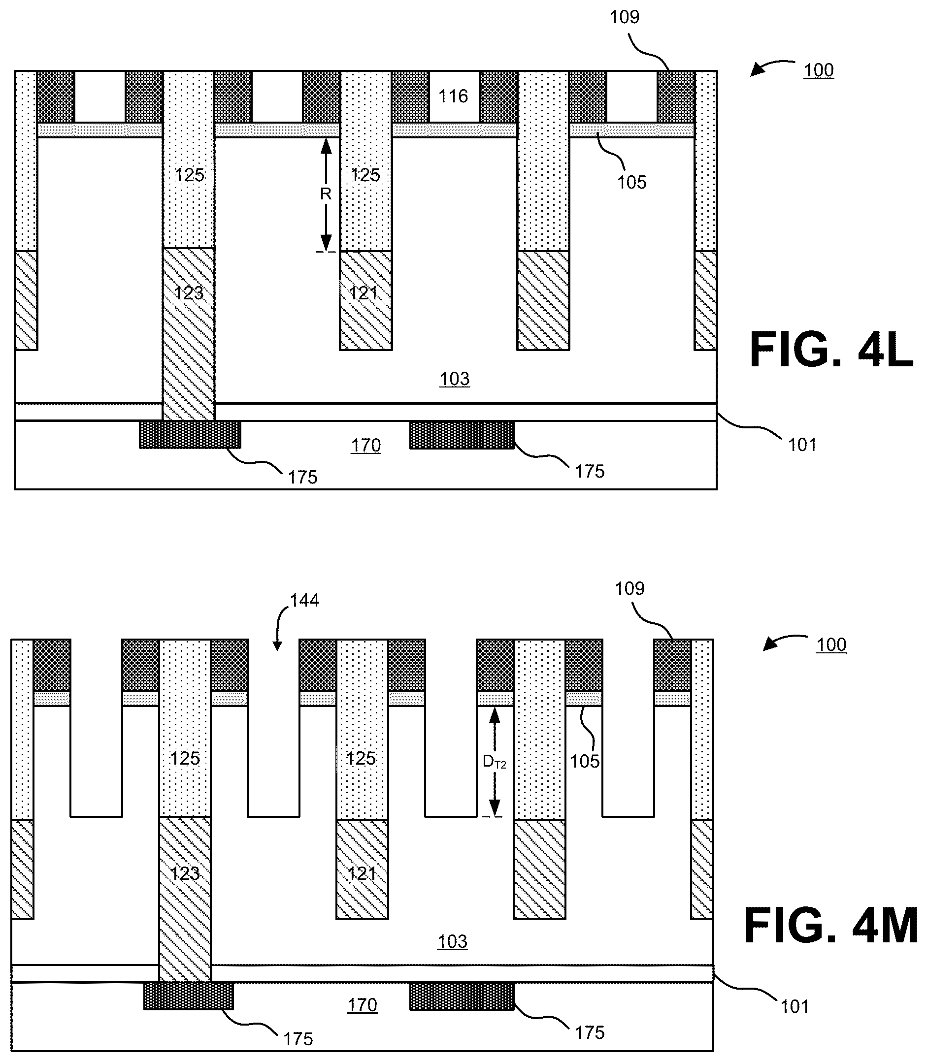 Patent US12322699 Figure 10 – Method of forming high density, high shorting margin, and low capacitance interconnects by alternating recessed trenches
