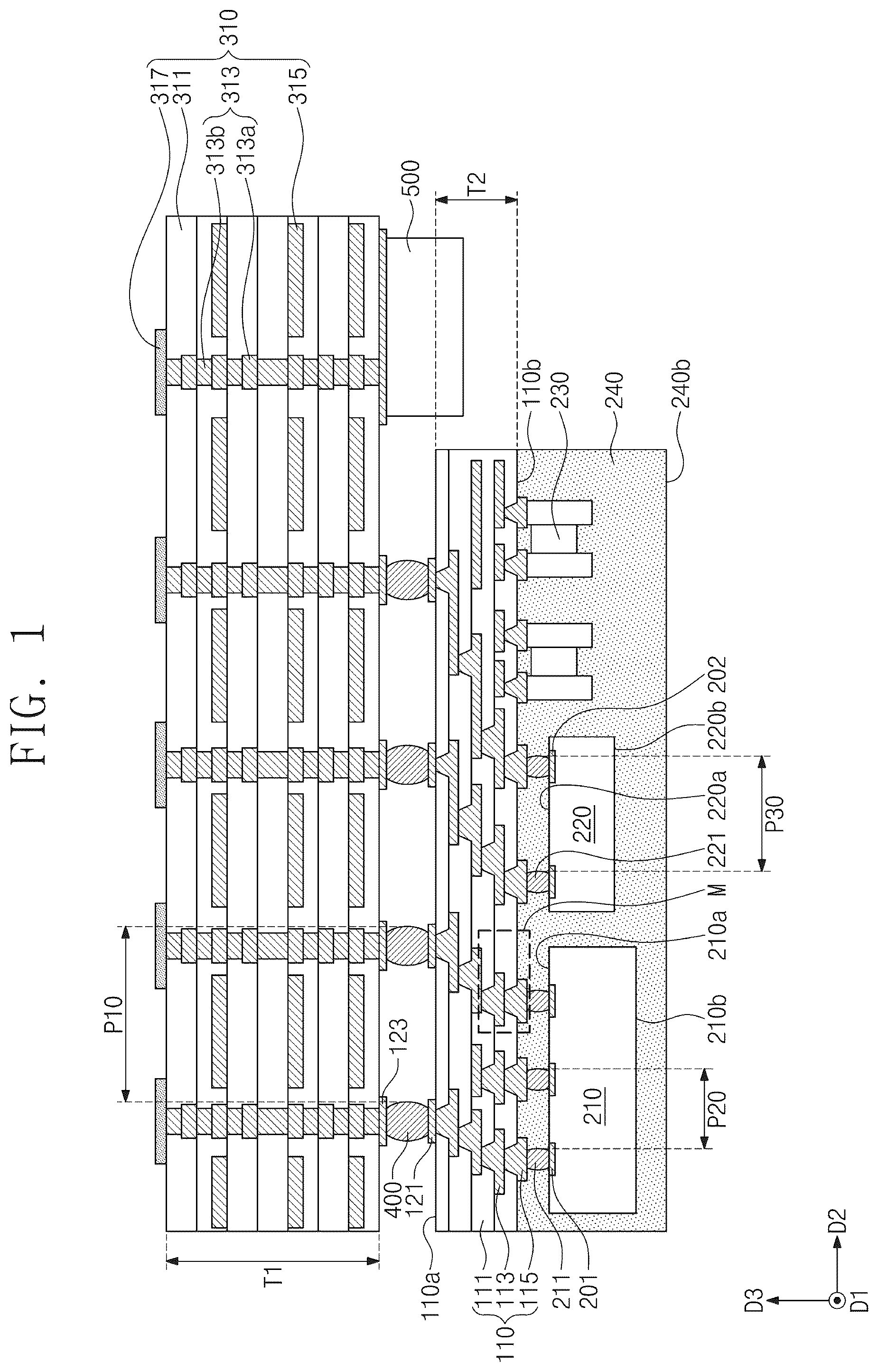 Patent US12322702 Figure 1 – Semiconductor package