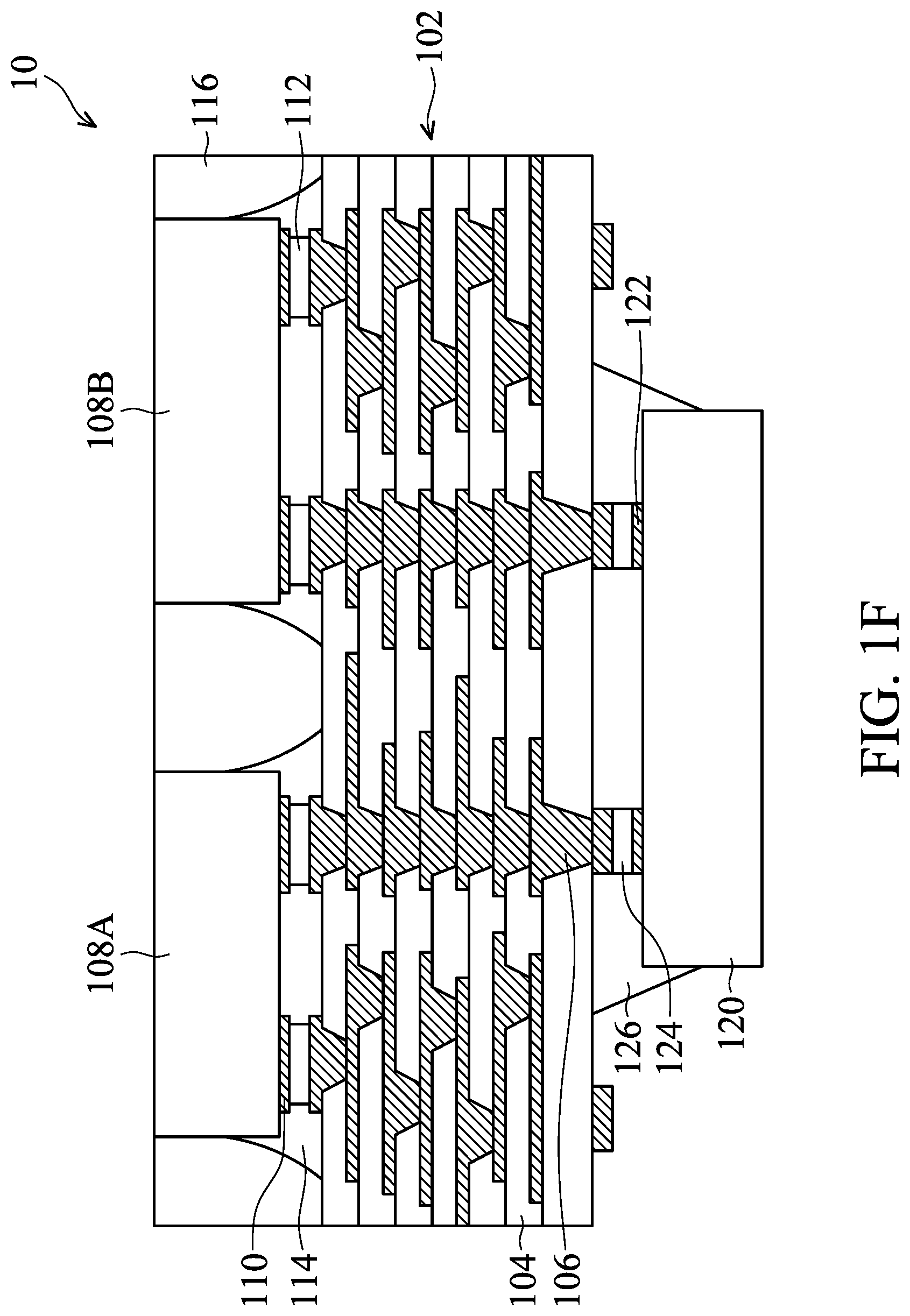 Patent US12322704 Figure 6 – Package structure with underfill
